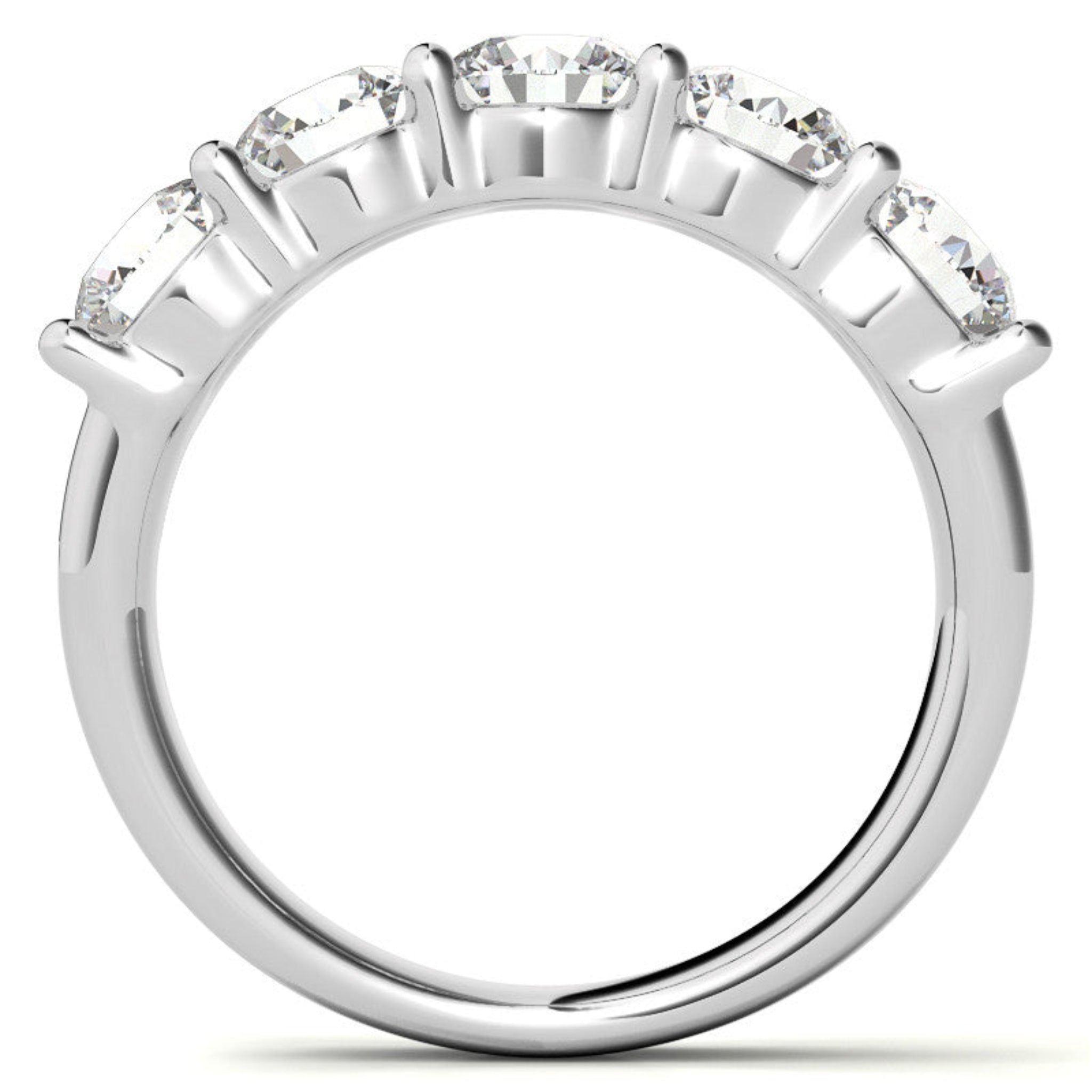 White Gold Silver Classic Prong-Set Adjustable Round Eternity Ring For Woman