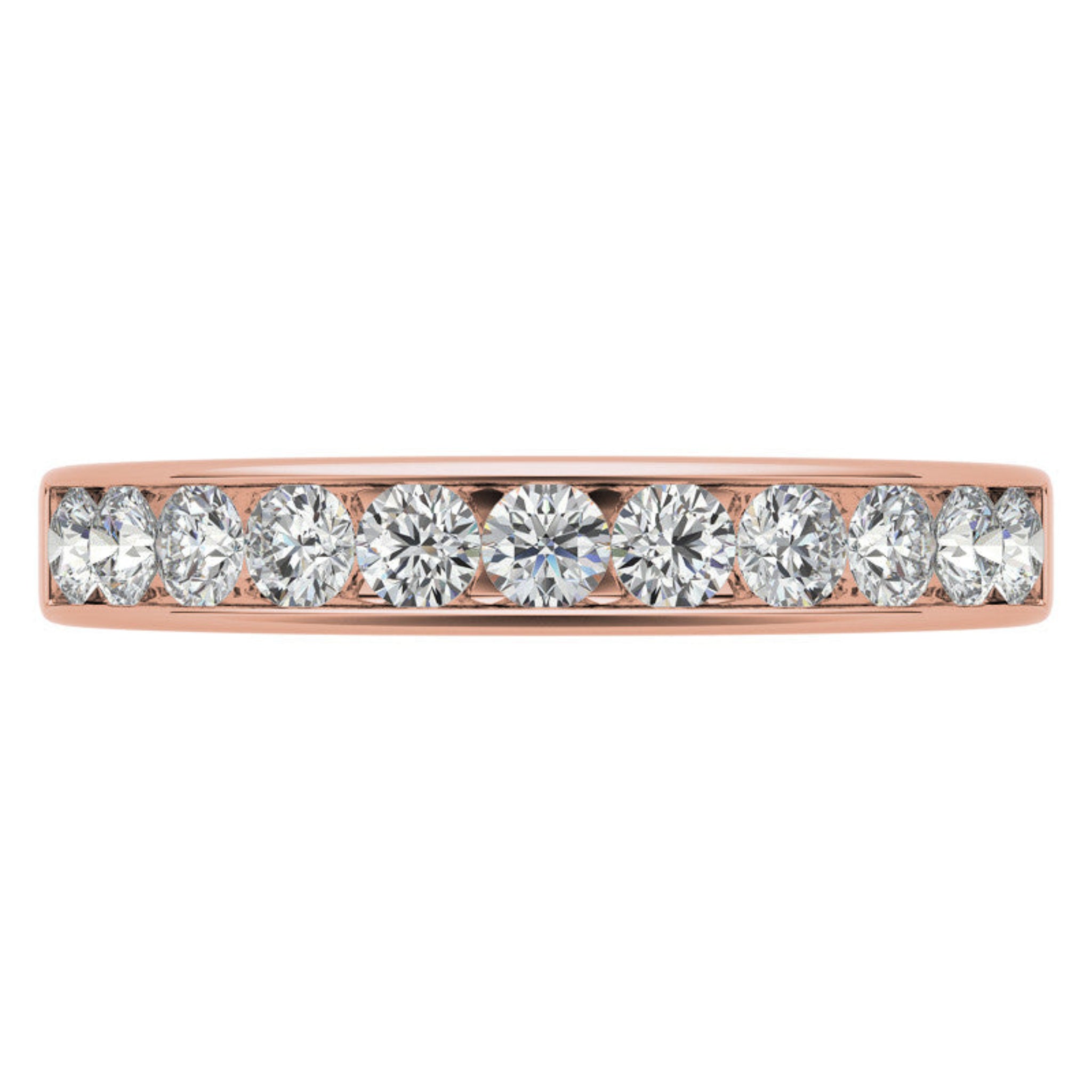 Rose Gold Silver Thin Channel-Set Adjustable Radiant Round Diamond Sleek Ring For Woman