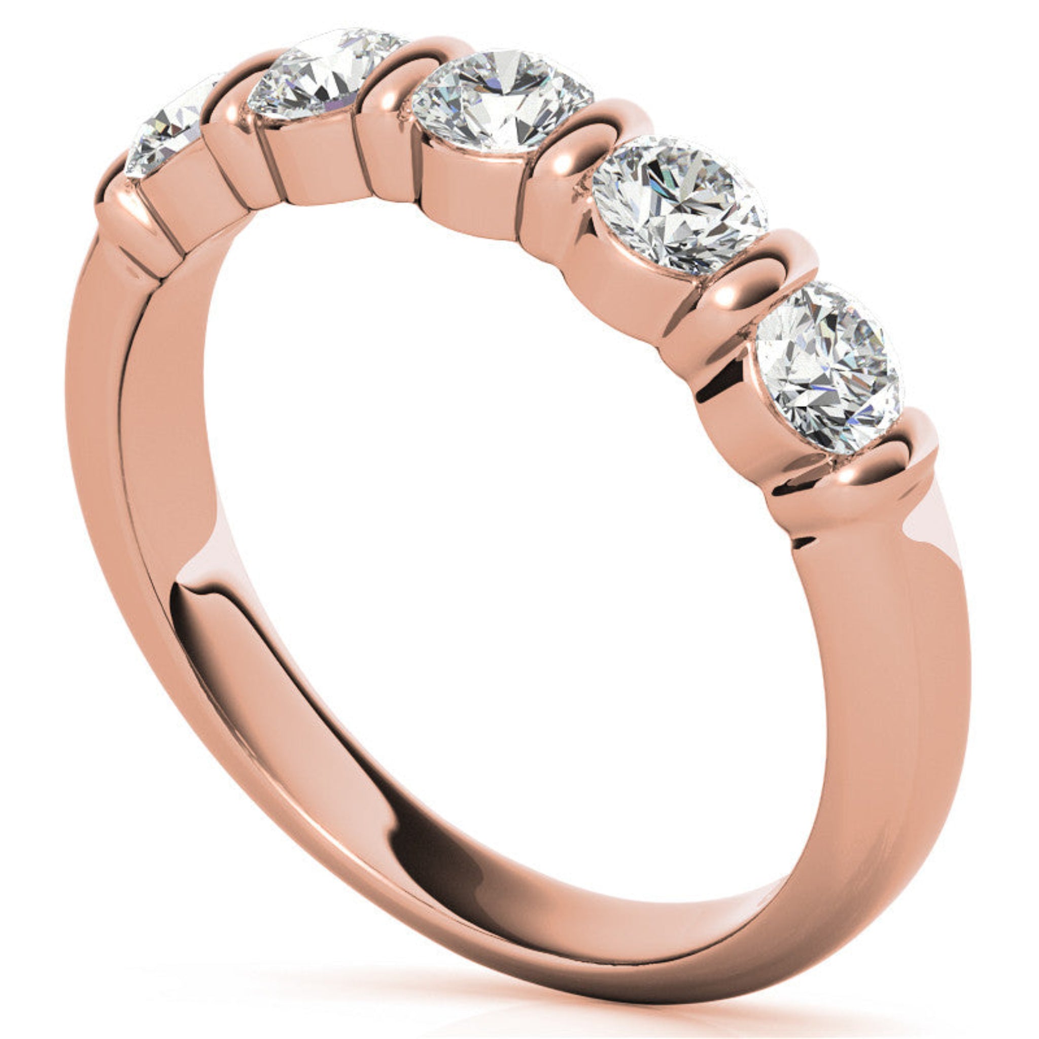 Sterling Silver Beautiful And Elegant Five-Stone Round Diamond Rose Gold Band For Women