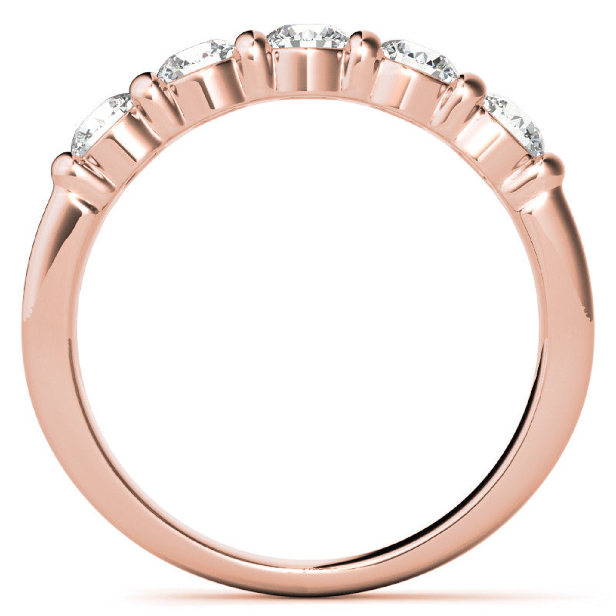 Sterling Silver Beautiful And Elegant Five-Stone Round Diamond Rose Gold Band For Women