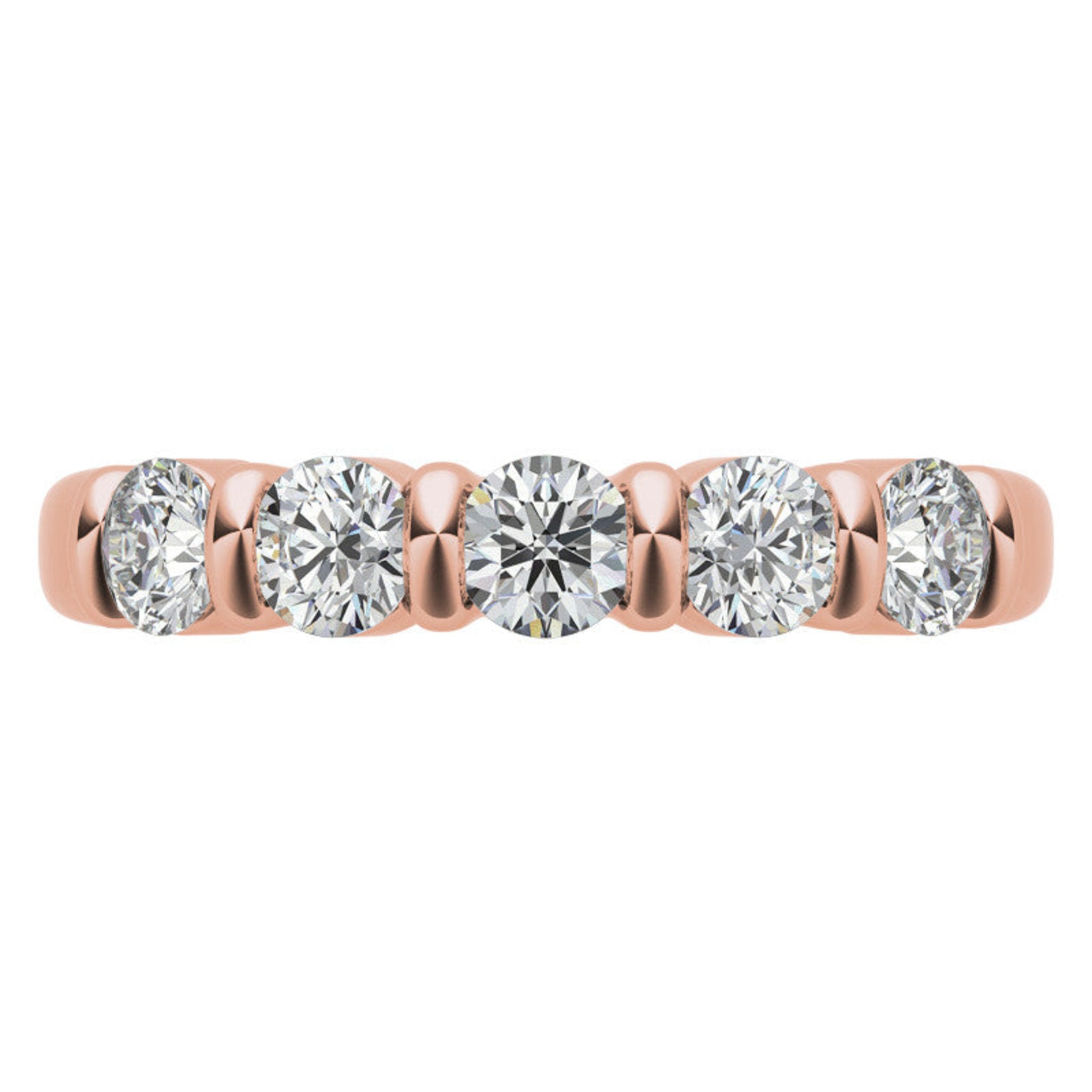 Sterling Silver Beautiful And Elegant Five-Stone Round Diamond Rose Gold Band For Women