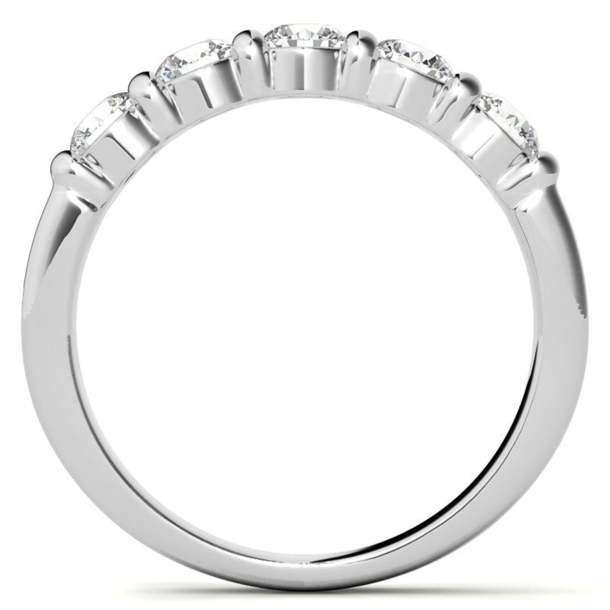 Sterling Silver Beautiful And Elegant Five-Stone Round Diamond White Gold Band For Women