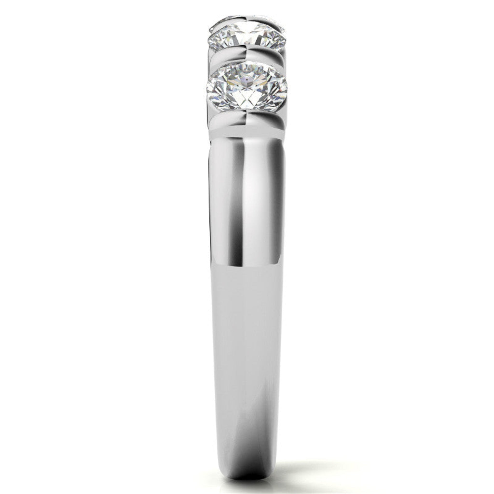 Sterling Silver Beautiful And Elegant Five-Stone Round Diamond White Gold Band For Women