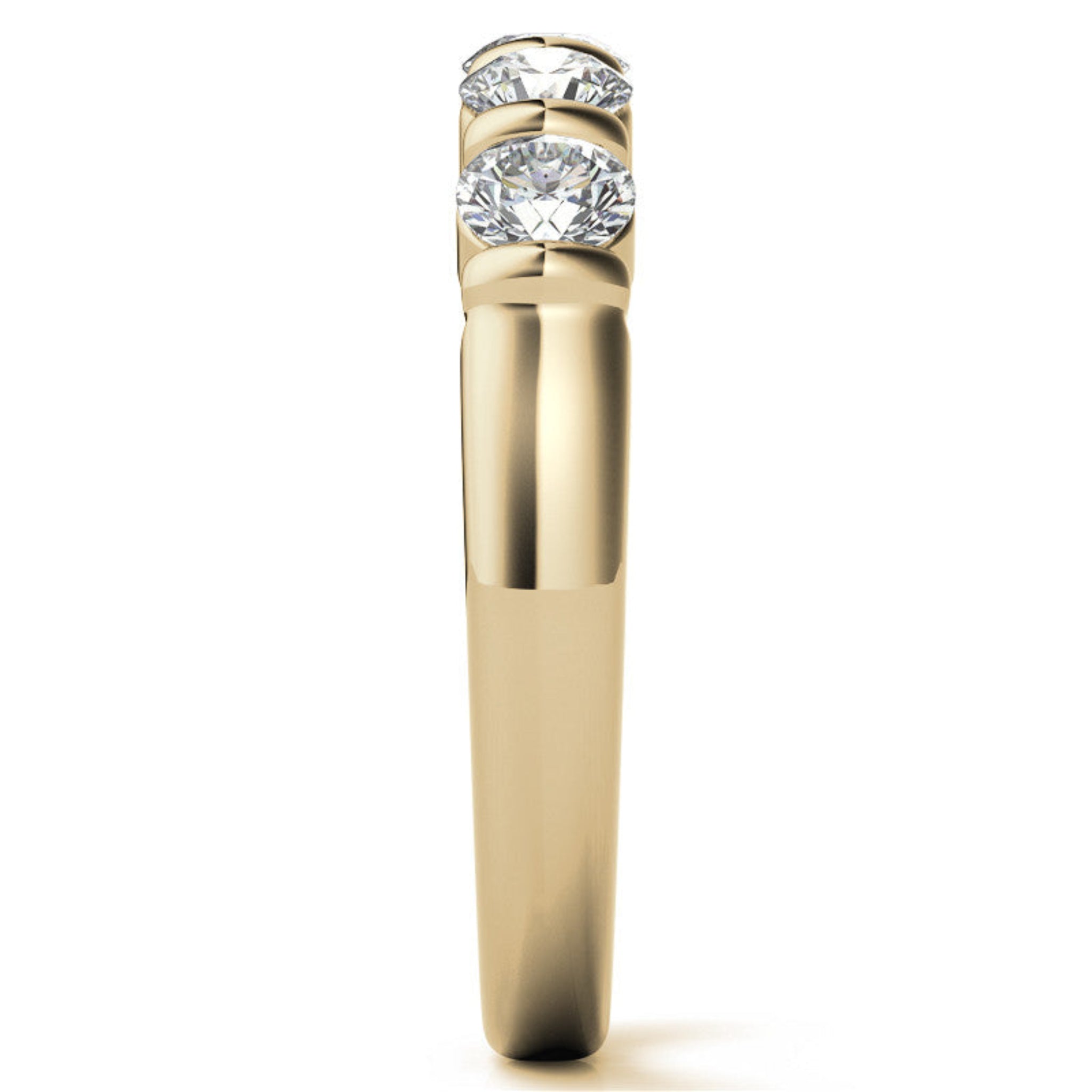 Sterling Silver Beautiful And Elegant Five-Stone Round Diamond Yellow Gold Band For Women