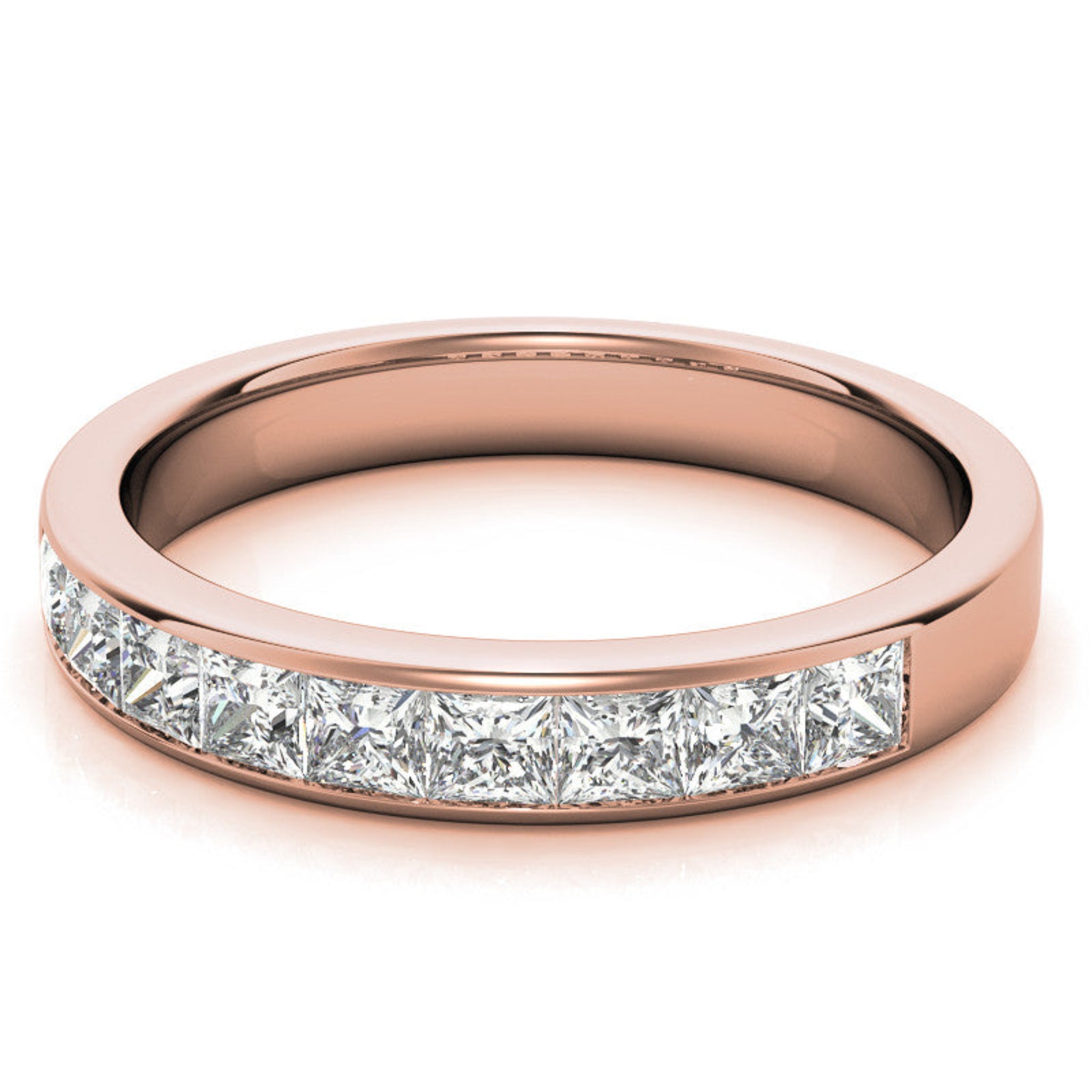 Rose Gold Silver Radiant Channel-Set Adjustable Princess-Cut Ring For Woman