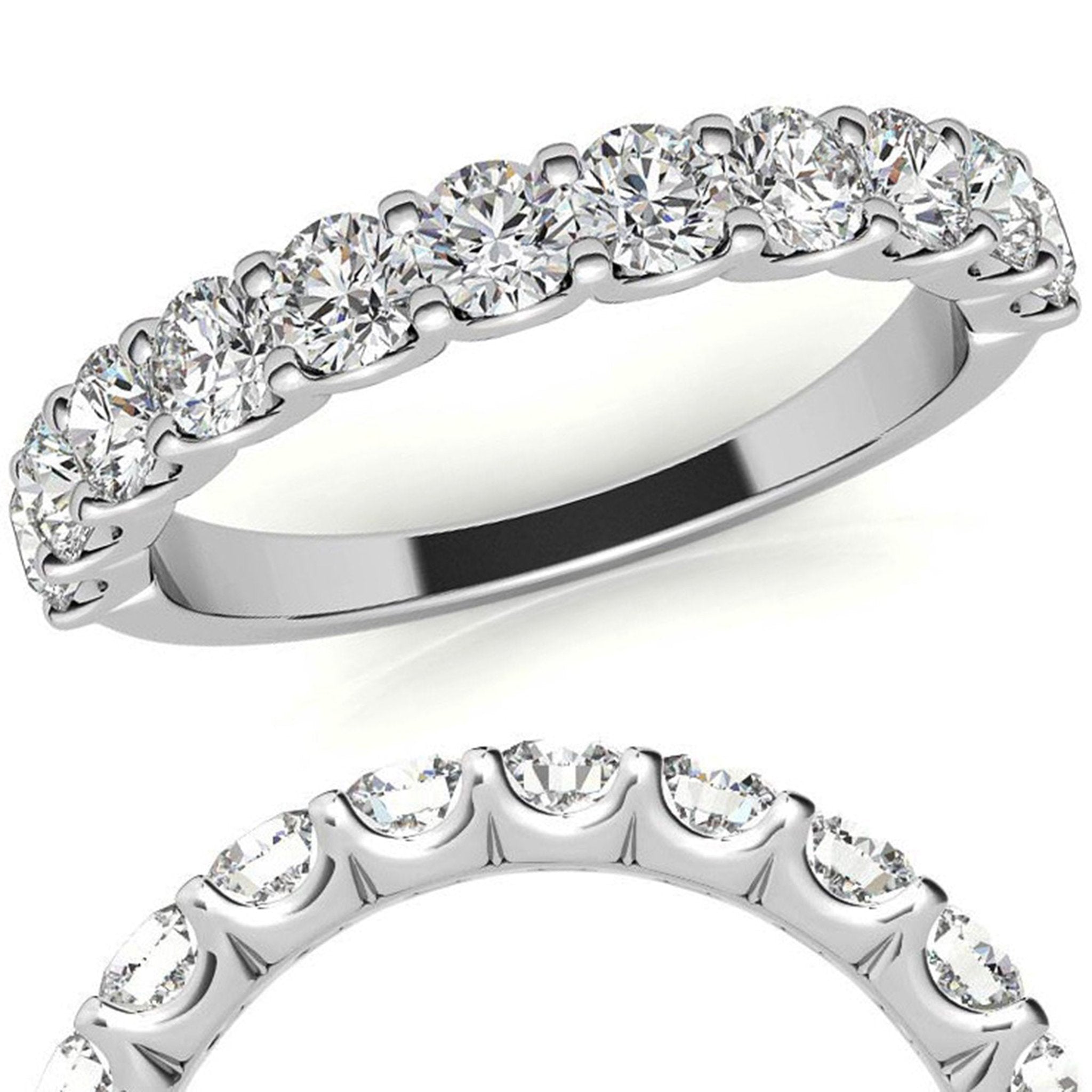 White Gold Silver Sparkling Adjustable Halfway Eternity Band For Woman