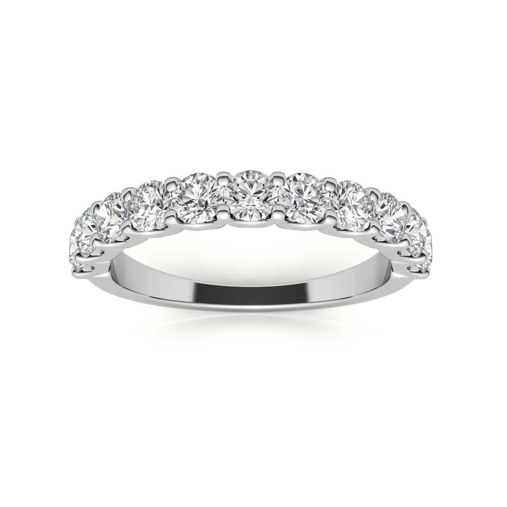 White Gold Silver Sparkling Adjustable Halfway Eternity Band For Woman