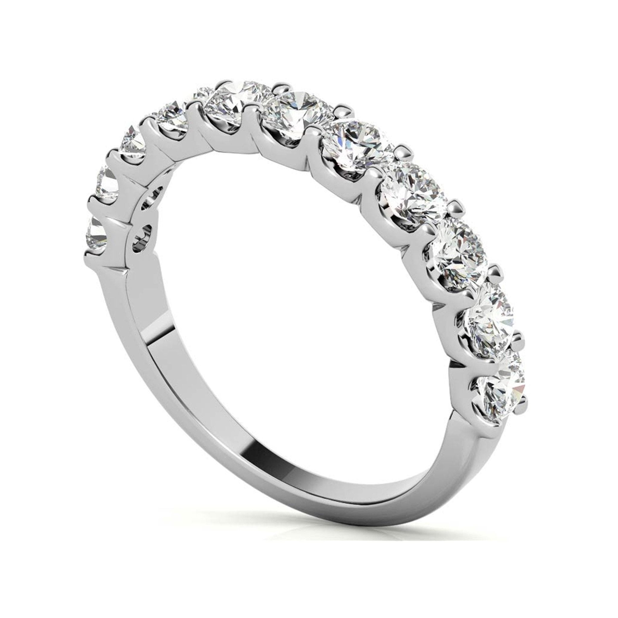 White Gold Silver Sparkling Adjustable Halfway Eternity Band For Woman