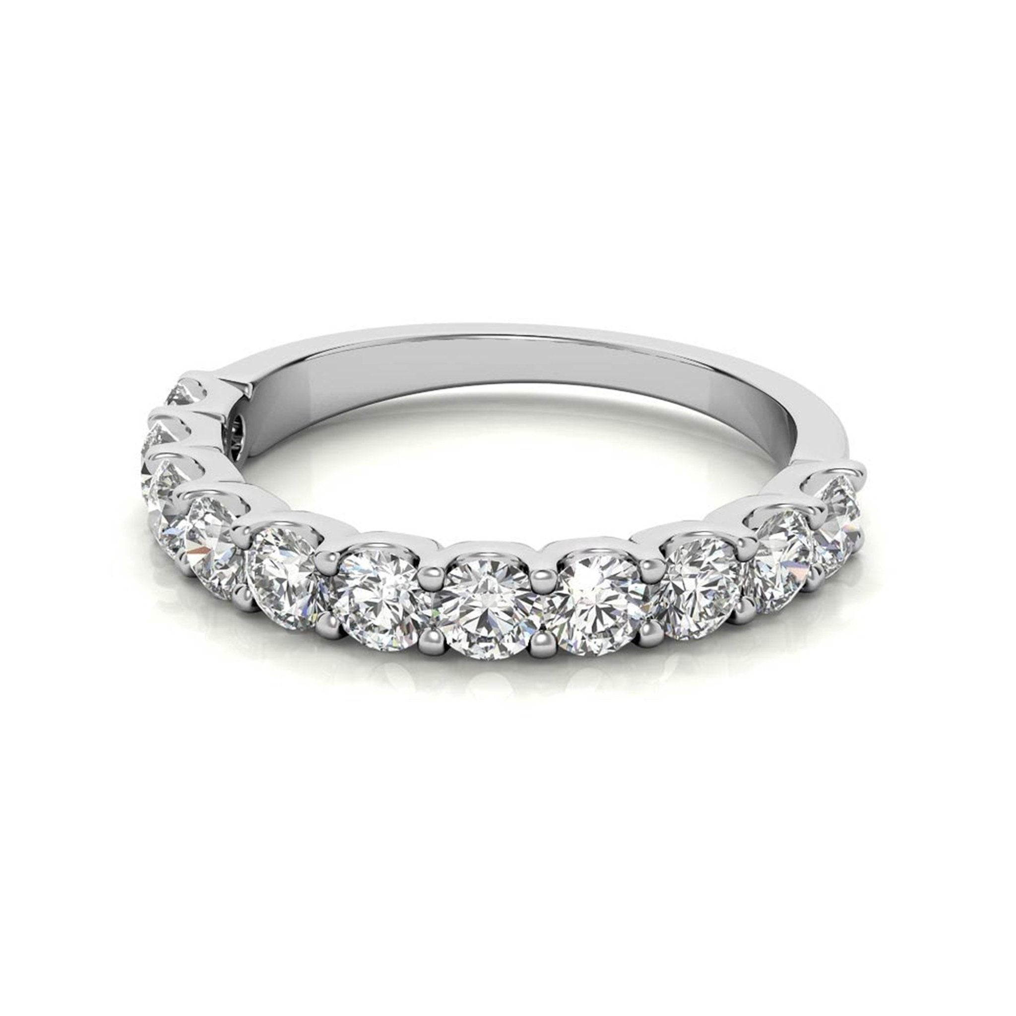 White Gold Silver Sparkling Adjustable Halfway Eternity Band For Woman