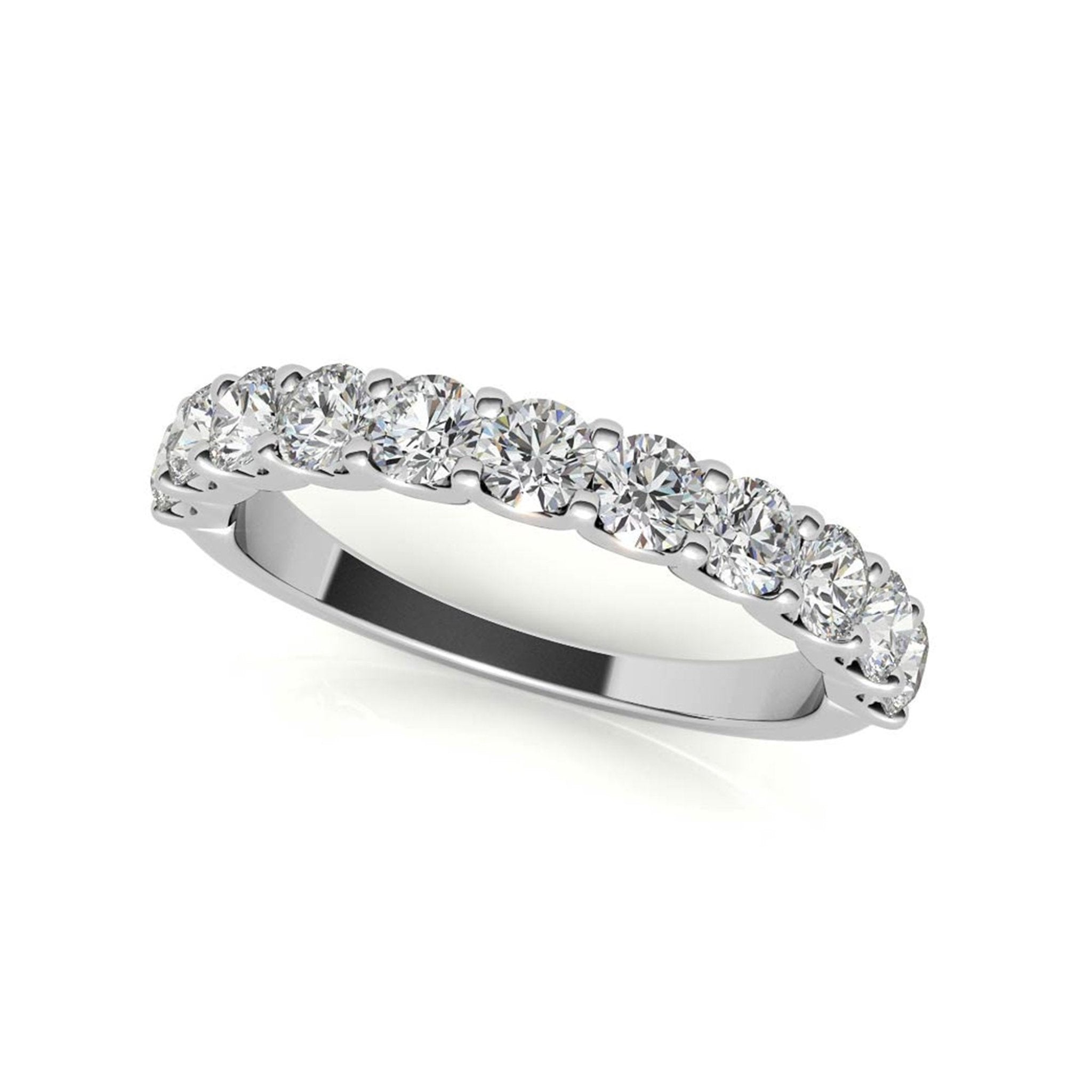 White Gold Silver Sparkling Adjustable Halfway Eternity Band For Woman