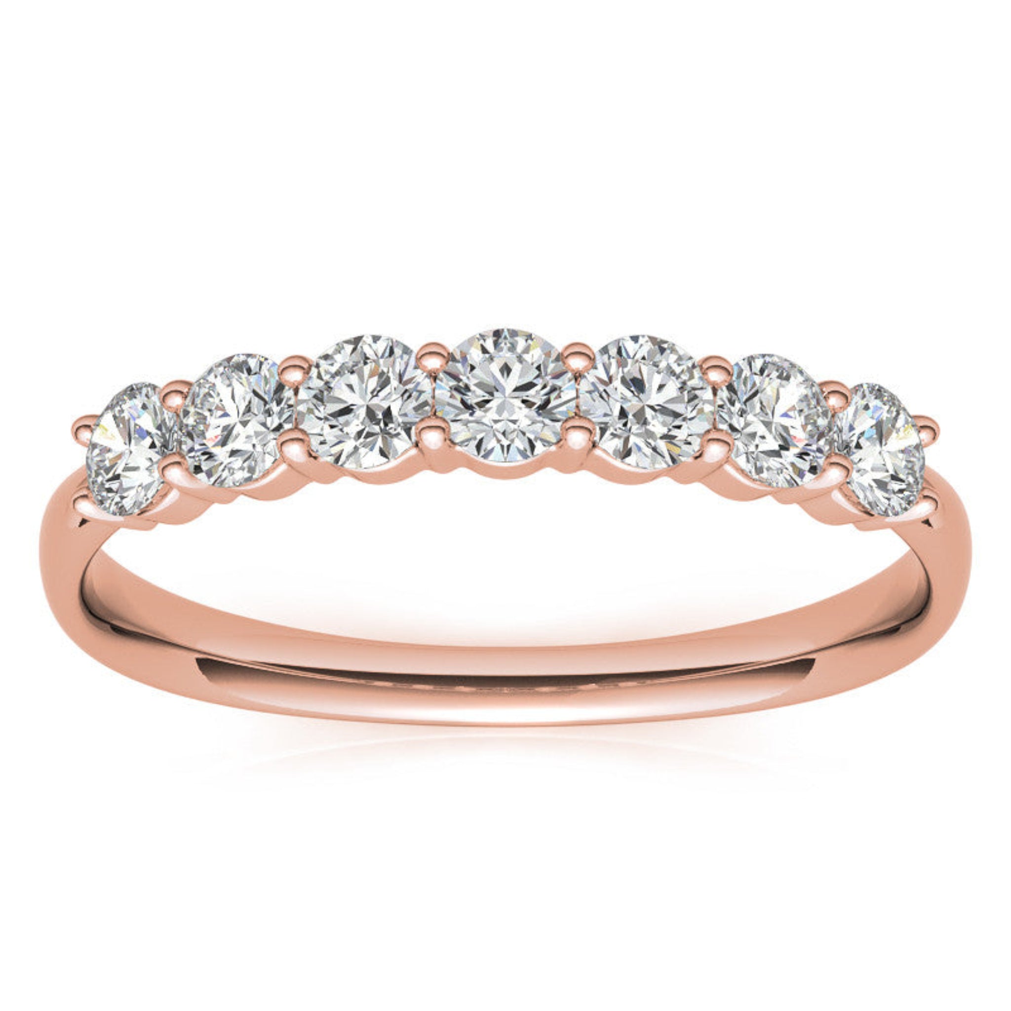 Rose Gold Silver Multi-Diamonds Prong-Set Adjustable Semi-Eternity Ring for Women