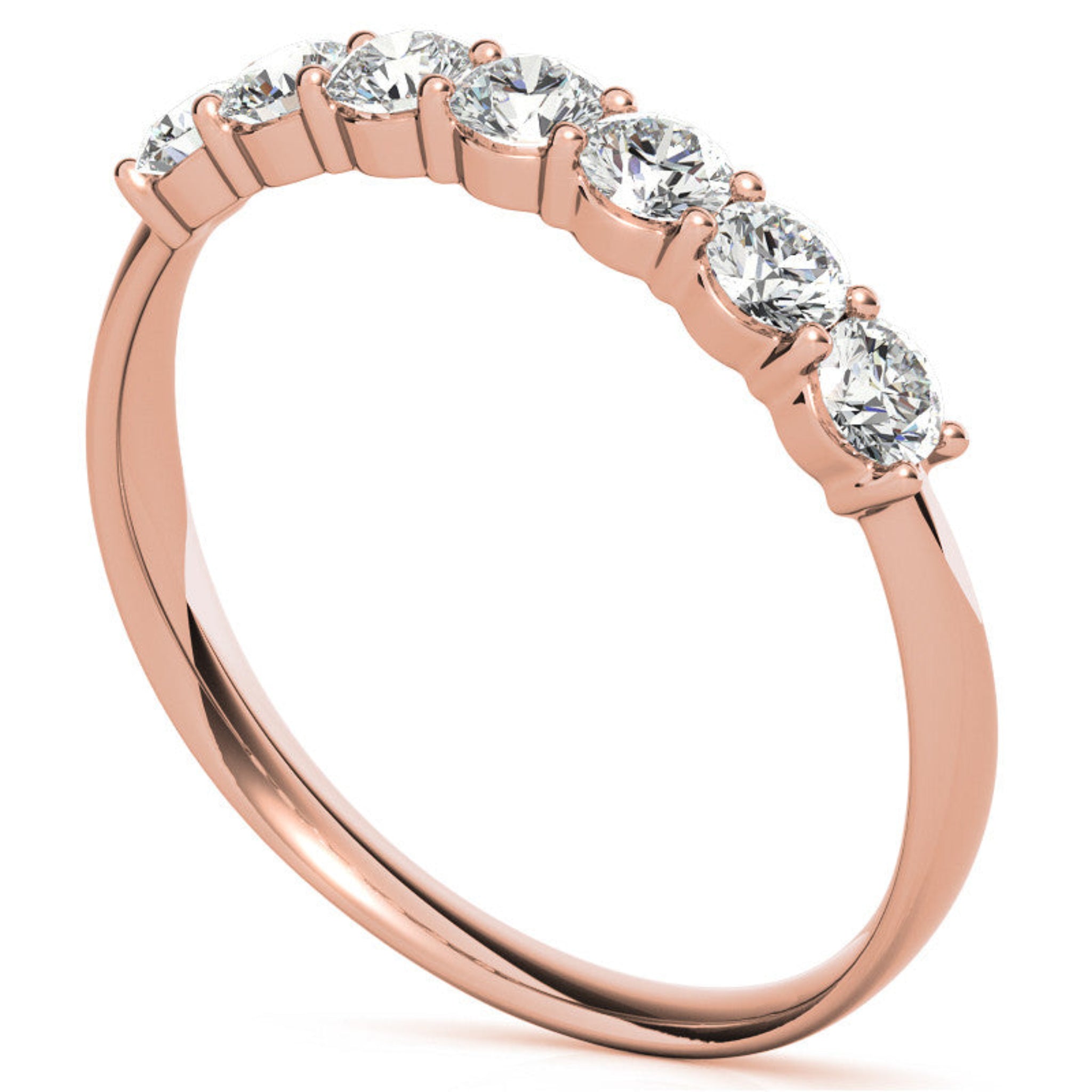 Rose Gold Silver Multi-Diamonds Prong-Set Adjustable Semi-Eternity Ring for Women