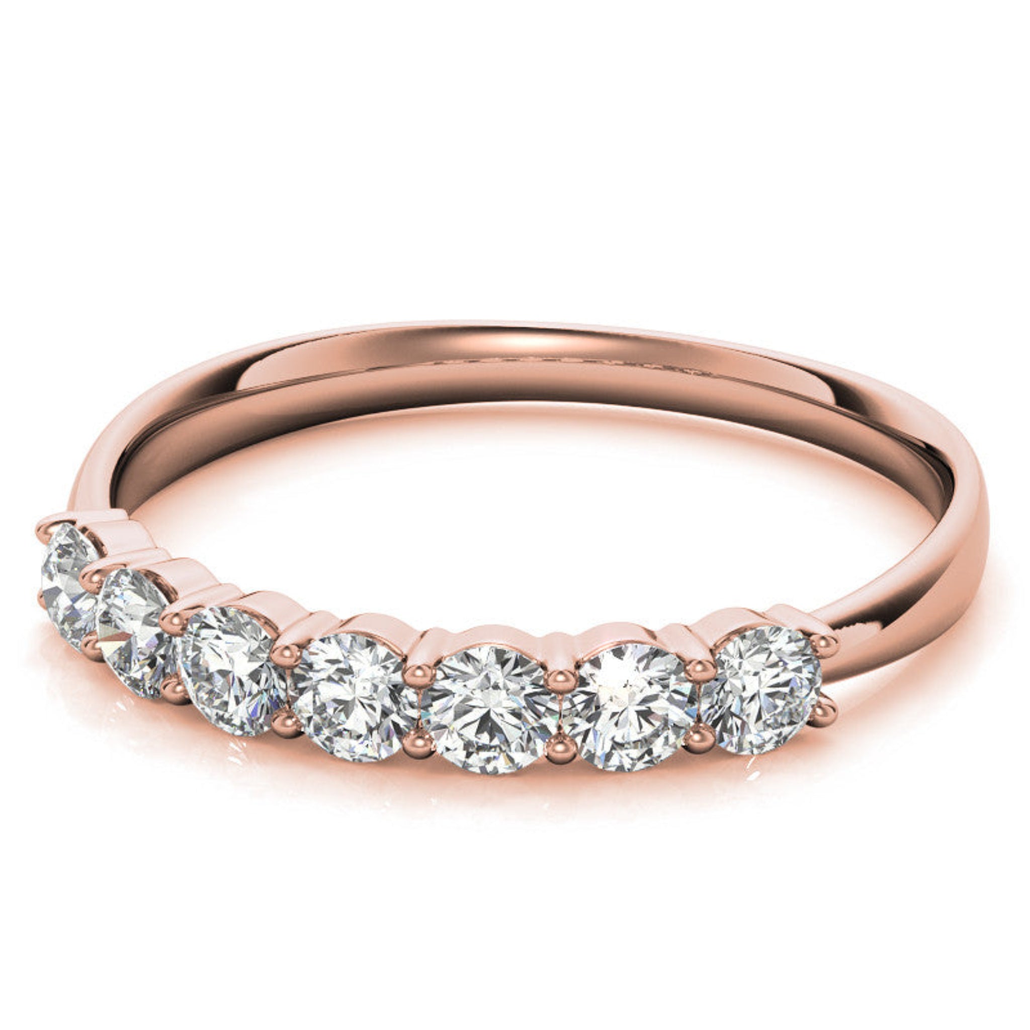 Rose Gold Silver Multi-Diamonds Prong-Set Adjustable Semi-Eternity Ring for Women