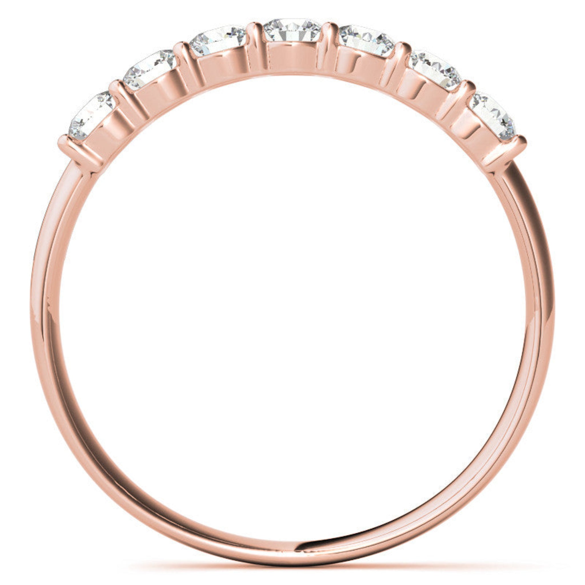 Rose Gold Silver Multi-Diamonds Prong-Set Adjustable Semi-Eternity Ring for Women