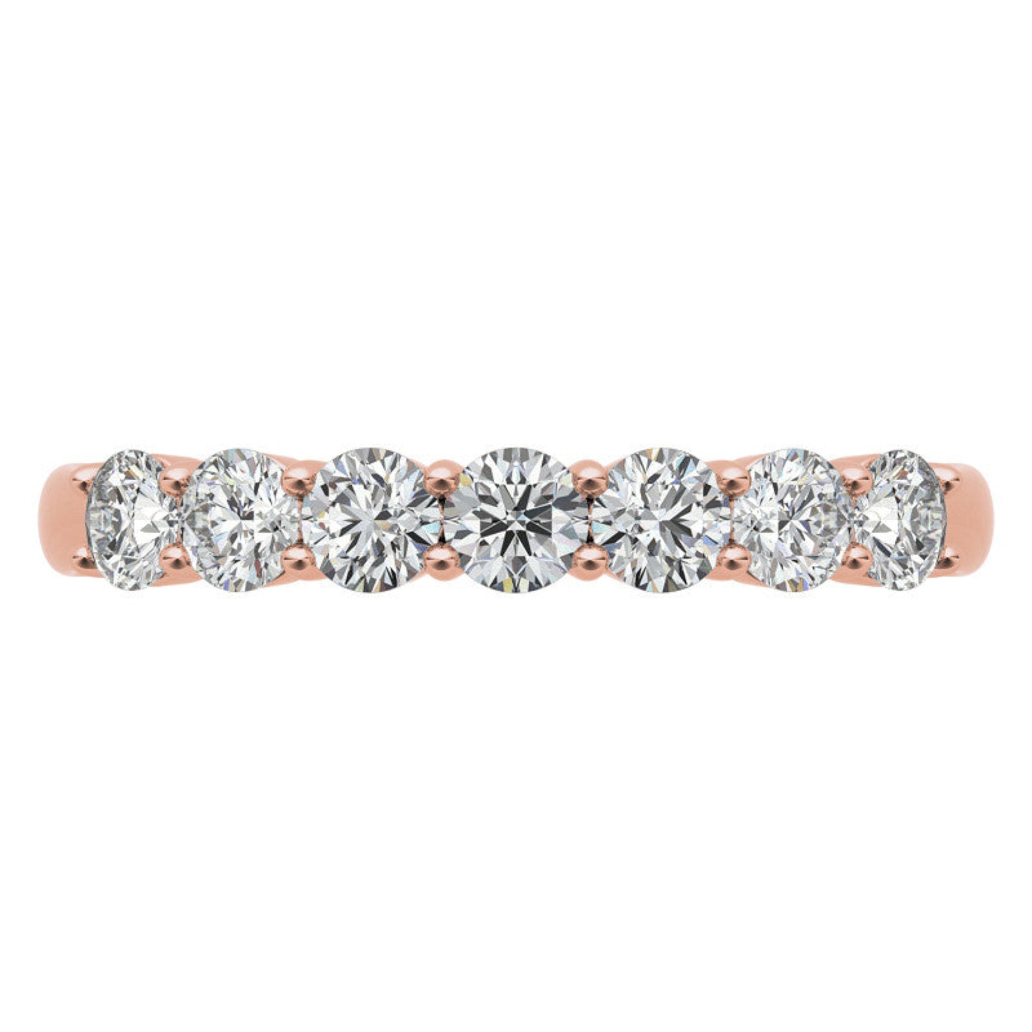 Rose Gold Silver Multi-Diamonds Prong-Set Adjustable Semi-Eternity Ring for Women