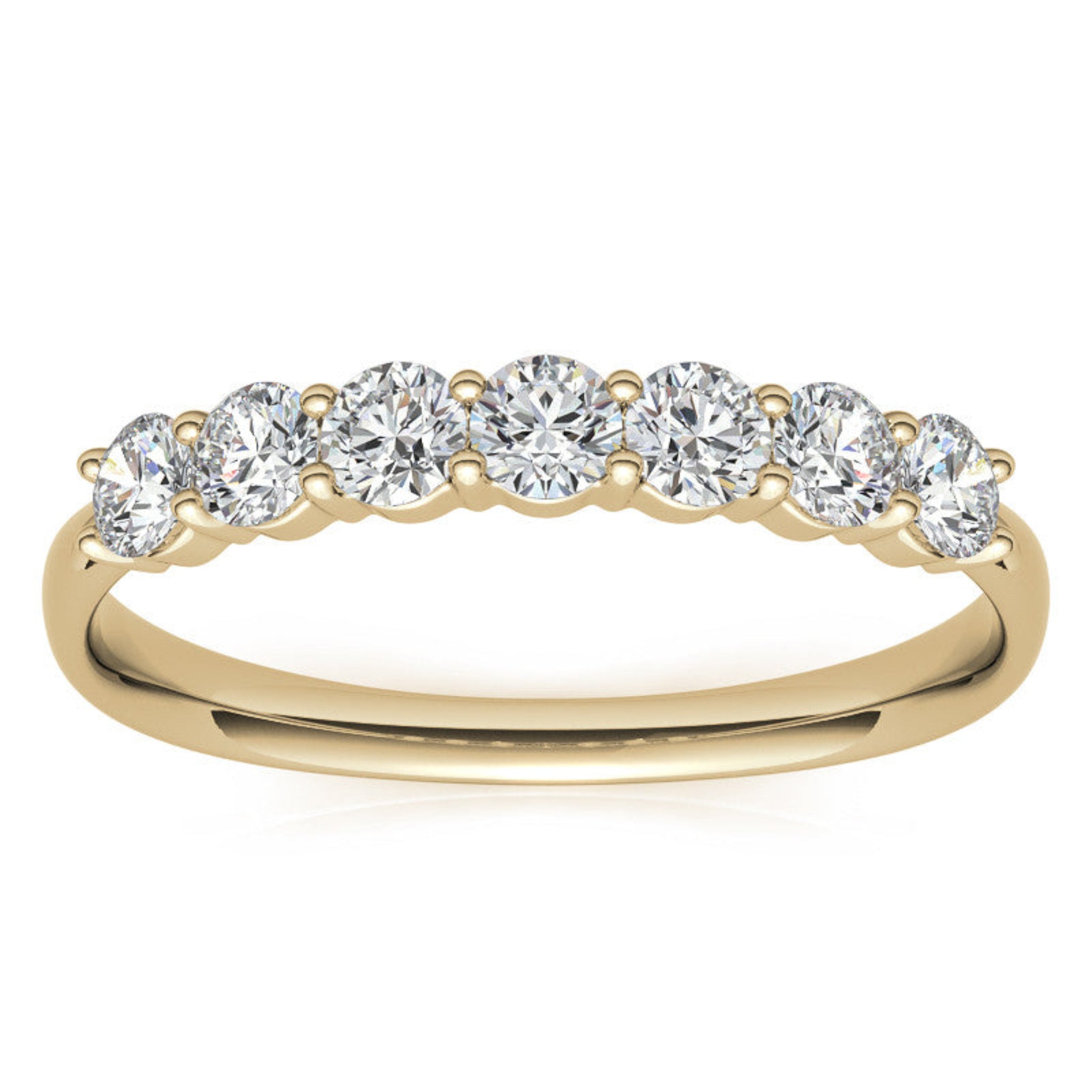 Yellow Gold Silver Multi-Diamonds Prong-Set Adjustable Semi-Eternity Ring for Women