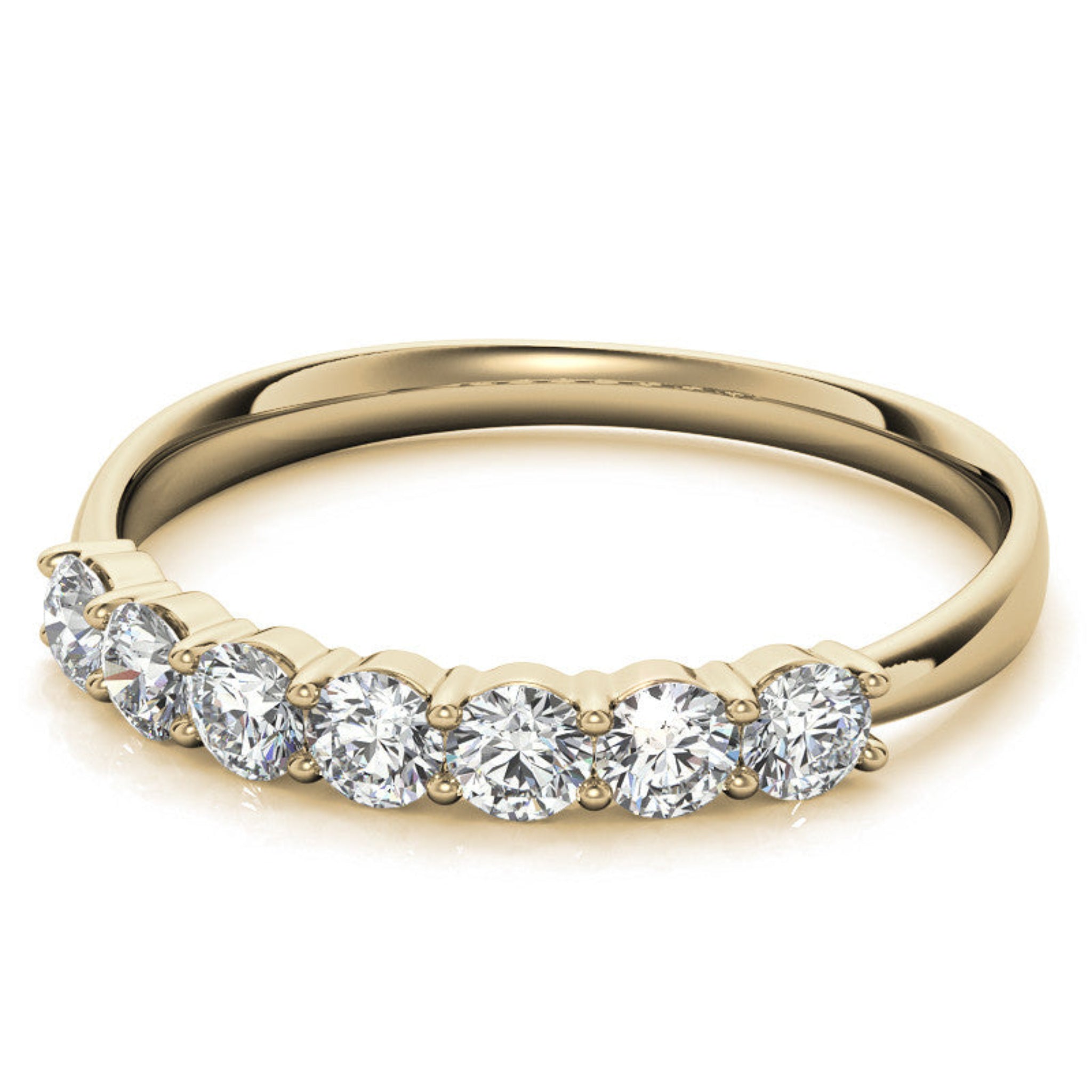 Yellow Gold Silver Multi-Diamonds Prong-Set Adjustable Semi-Eternity Ring for Women