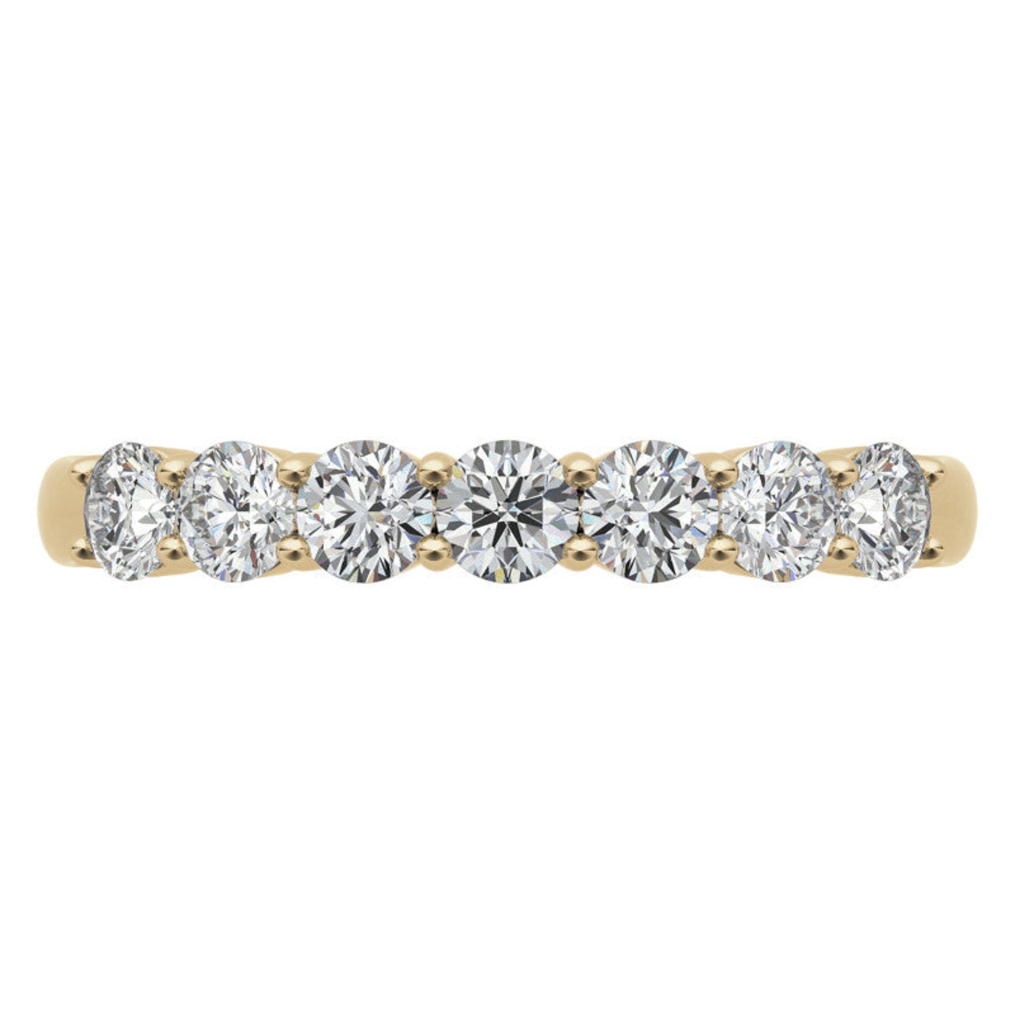 Yellow Gold Silver Multi-Diamonds Prong-Set Adjustable Semi-Eternity Ring for Women