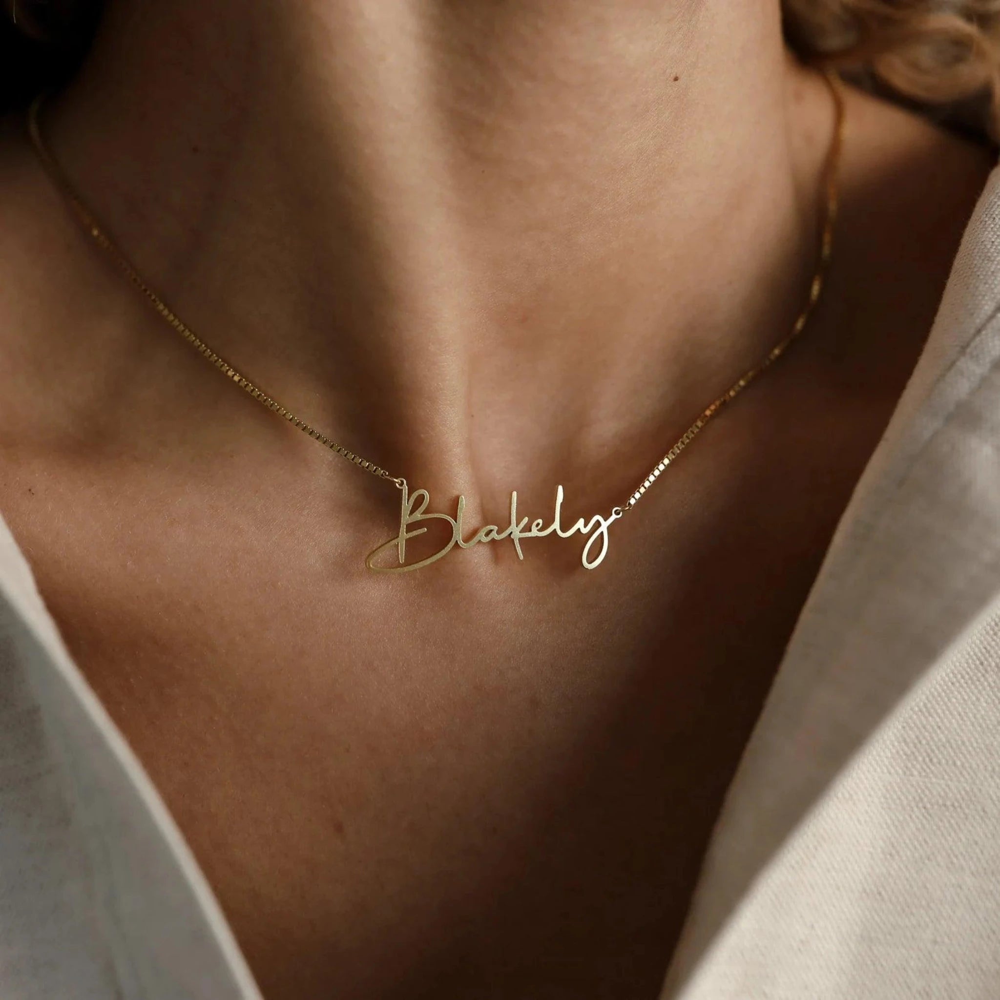 Custom Name Script Yellow Gold Silver Adjustable Elegant Pendant For Women