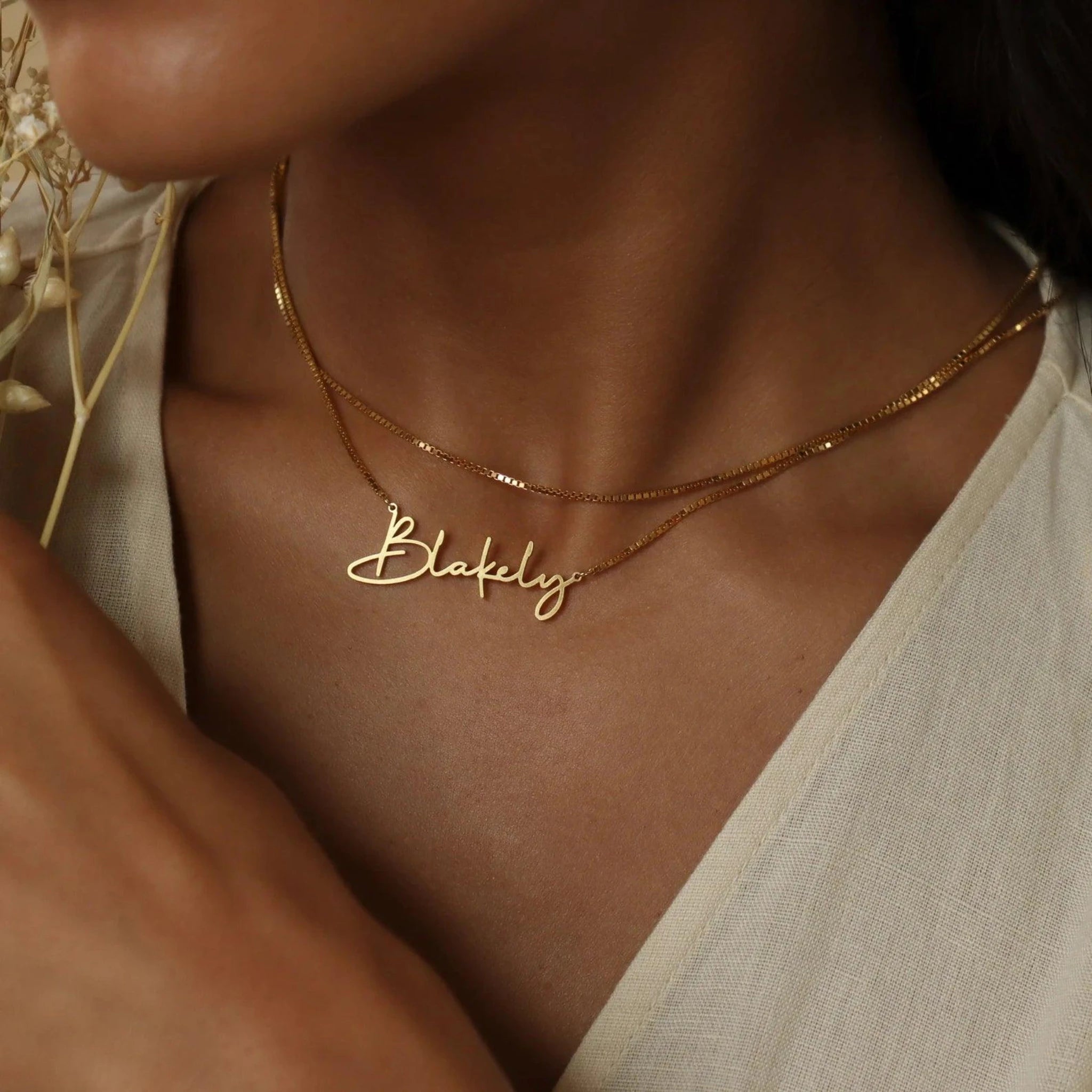 Custom Name Script Yellow Gold Silver Adjustable Elegant Pendant For Women