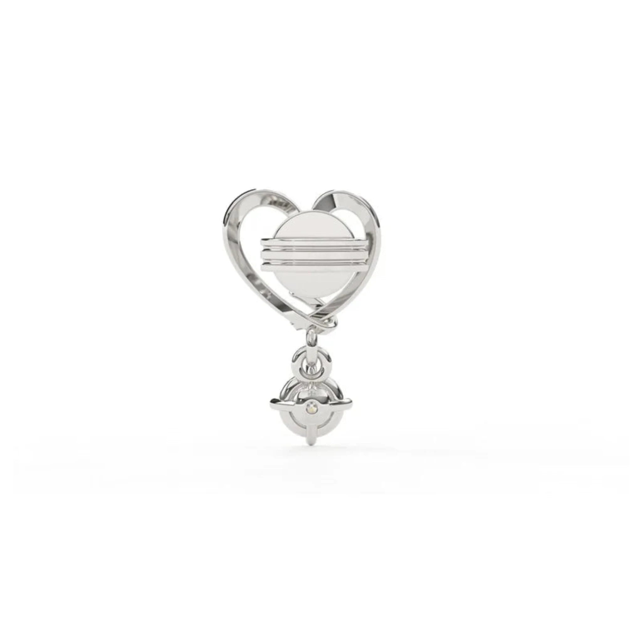 White Gold Adjustable Silver Brilliant Zirconia Heart Drop Stud Earring For Woman