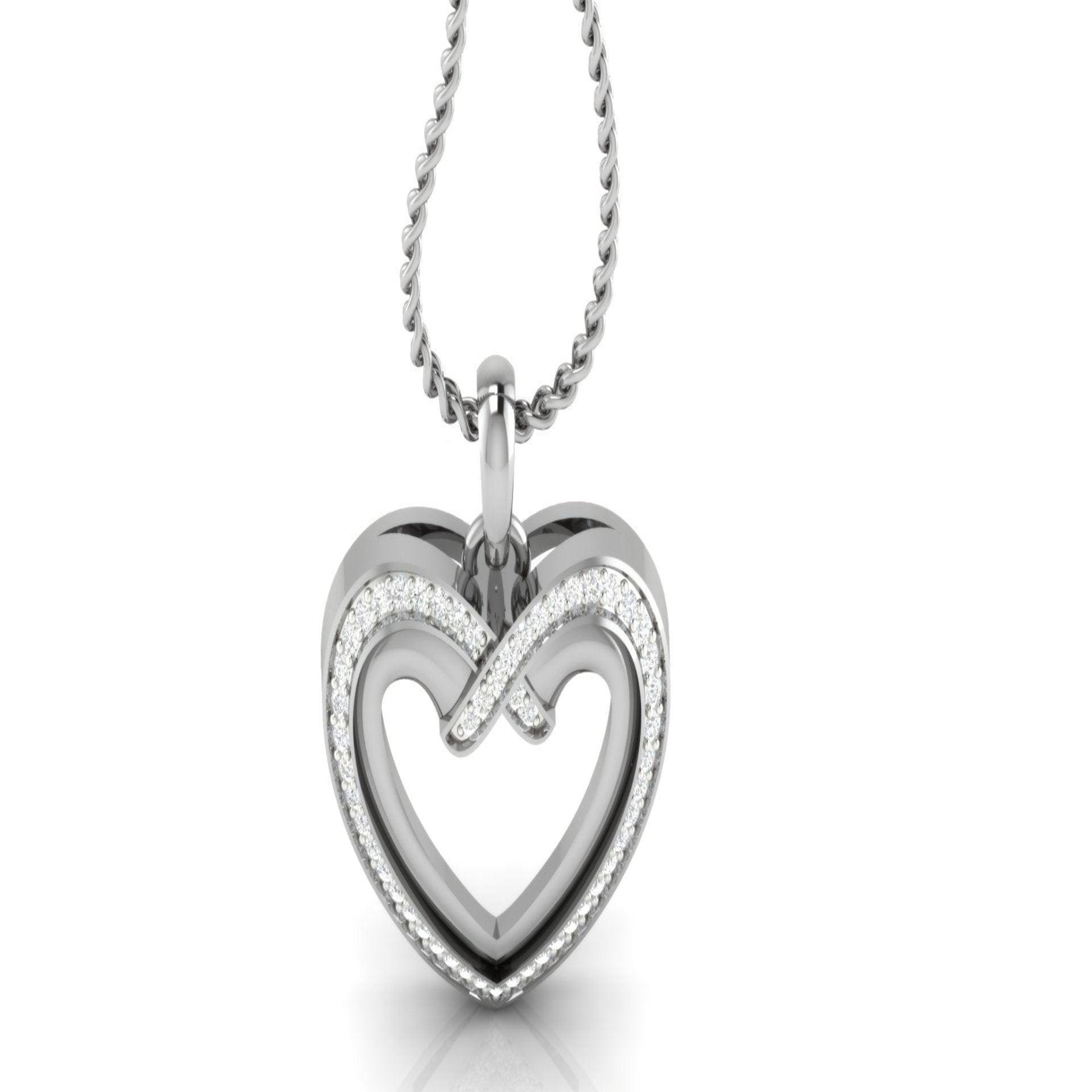 Silver Charming Adjustable Heart White Gold Pendant For Women