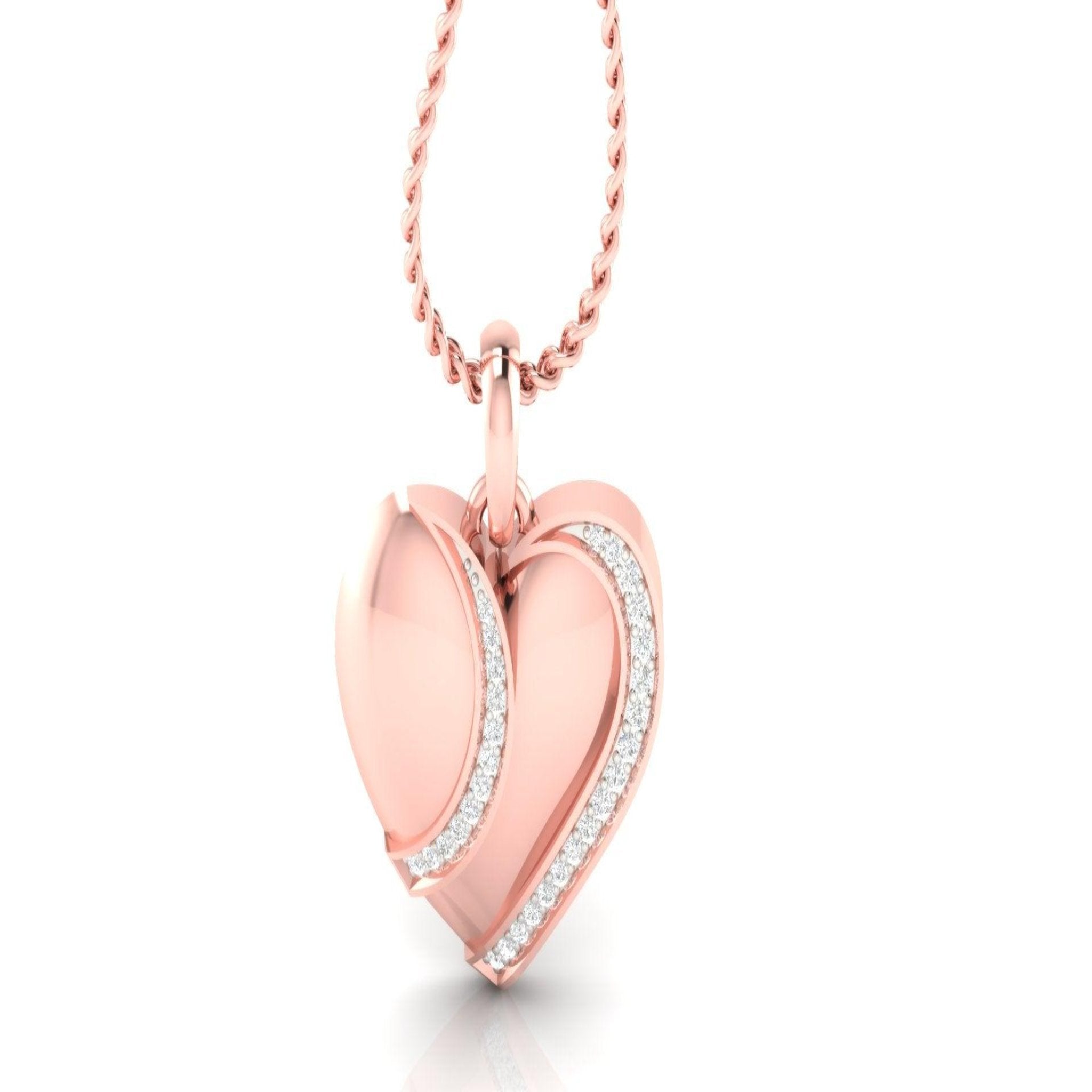 Silver Romantic Adjustable Heart Rose Gold Pendant For Women