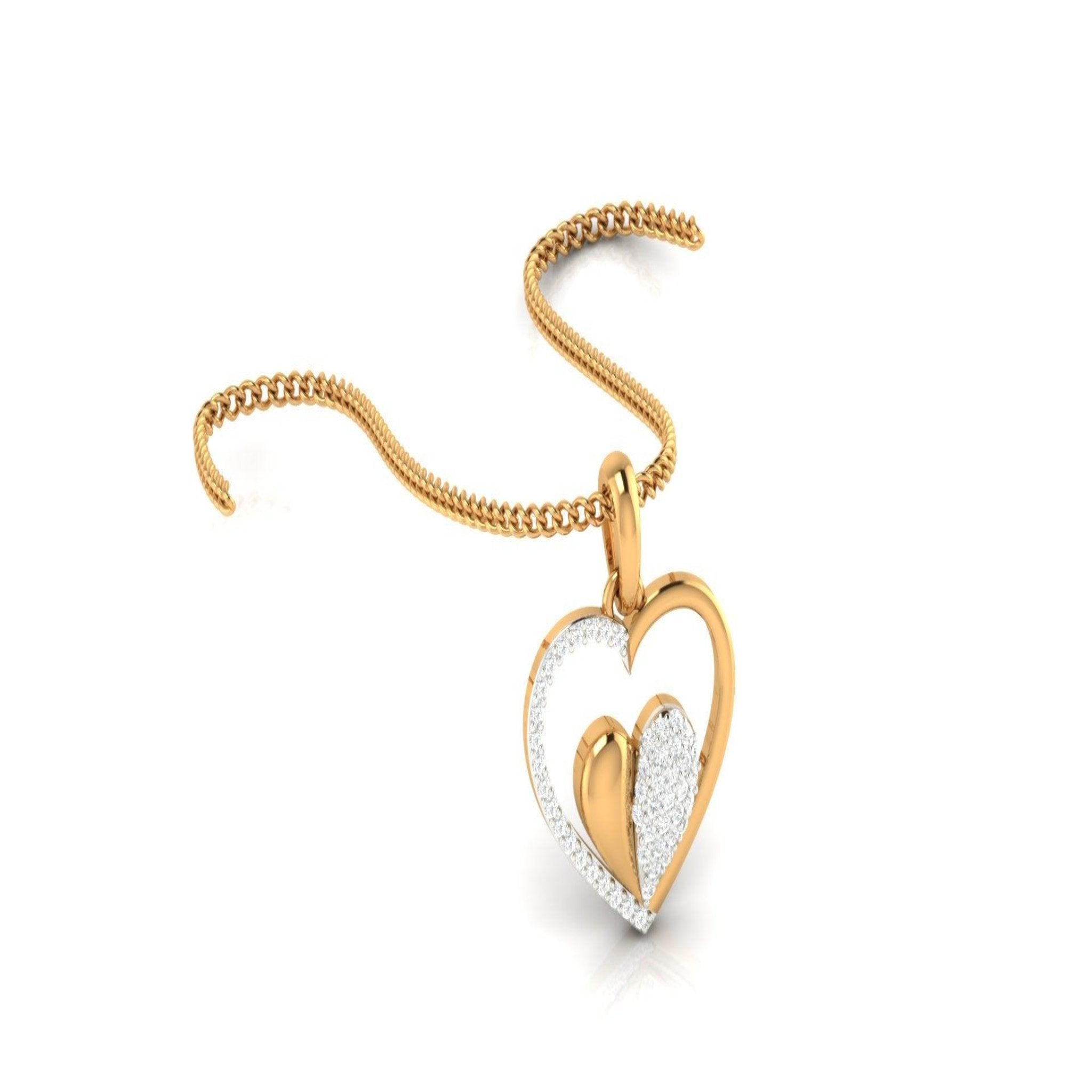 Silver Enchanting Adjustable Double Heart Yellow Gold Pendant For Women