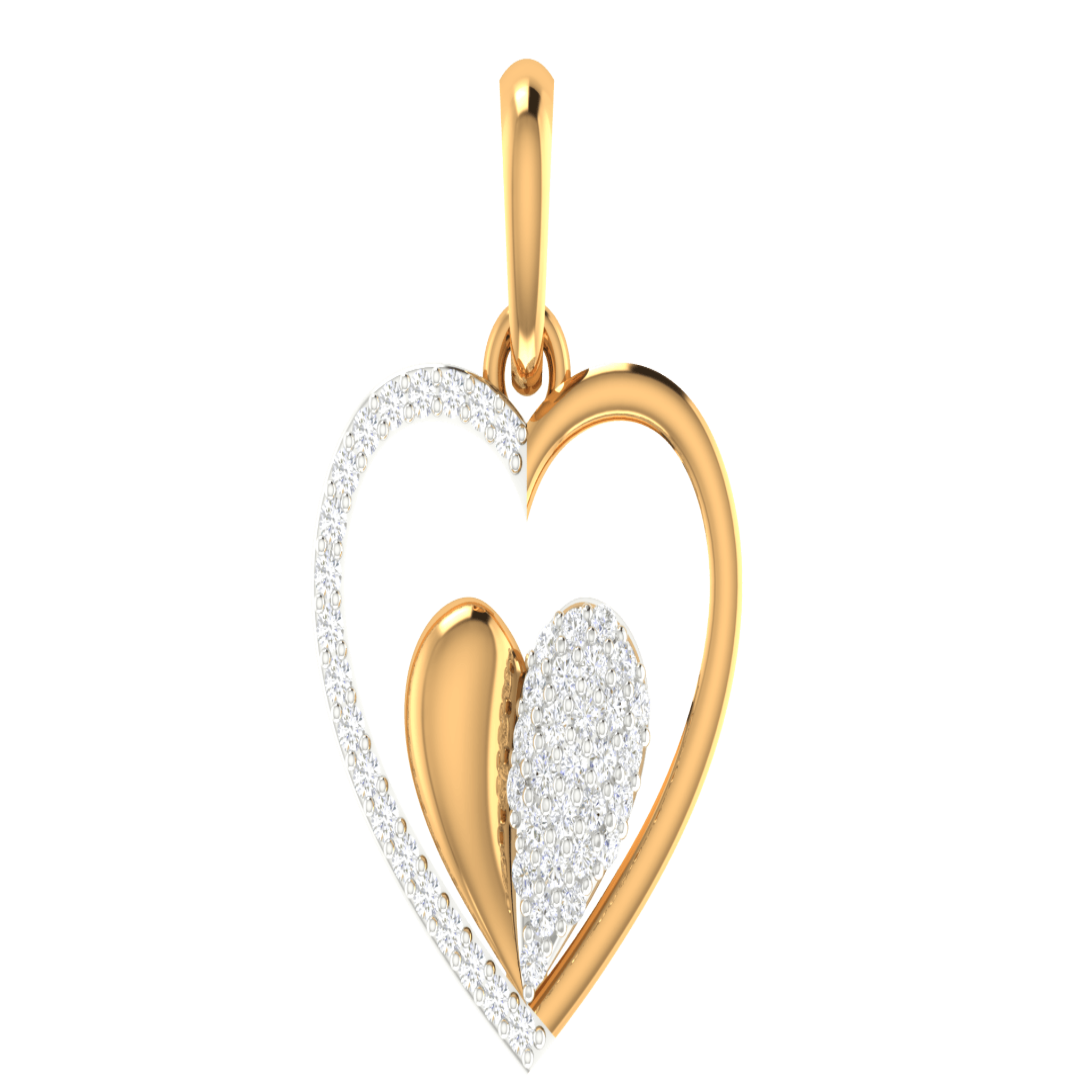 Silver Enchanting Adjustable Double Heart Yellow Gold Pendant For Women