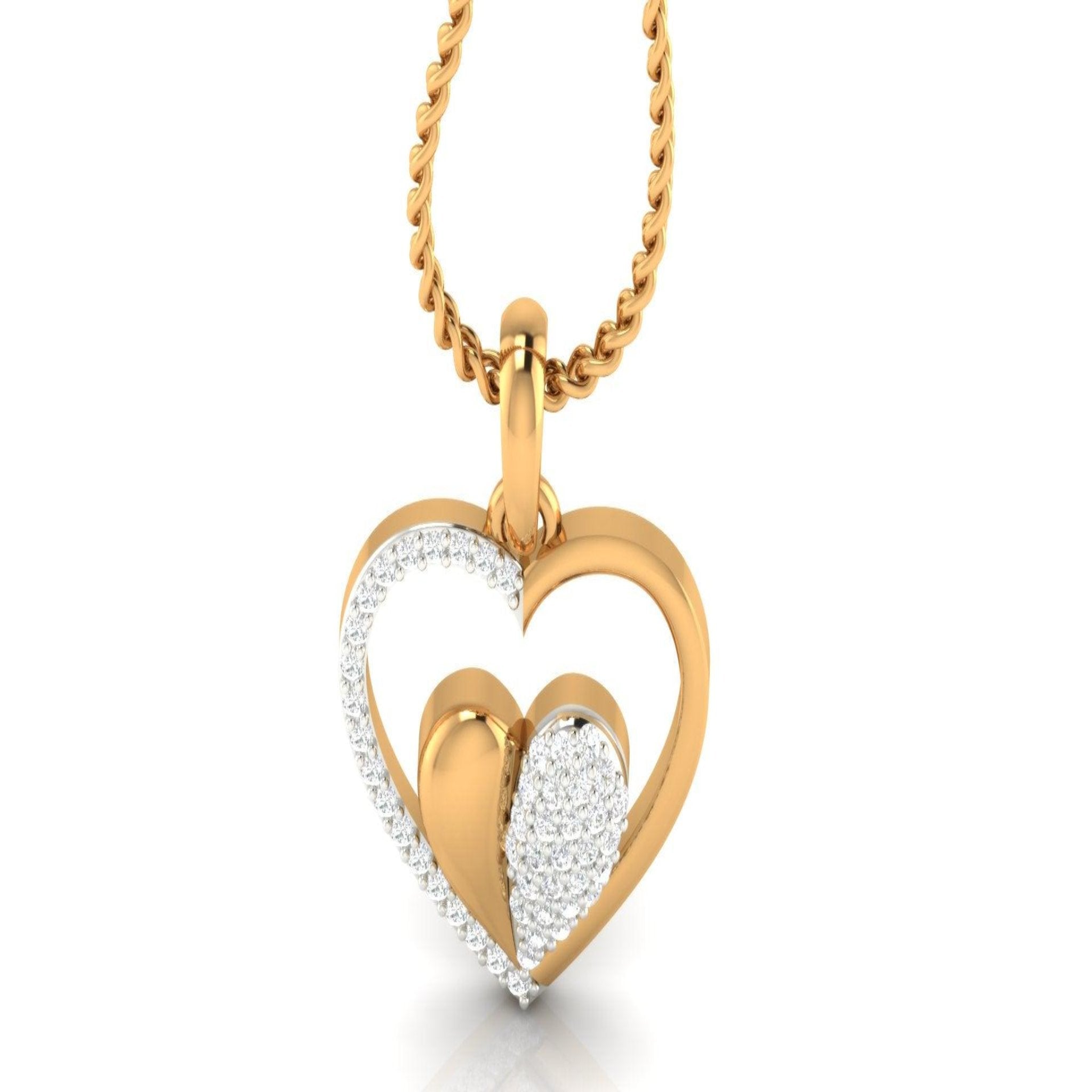 Silver Enchanting Adjustable Double Heart Yellow Gold Pendant For Women