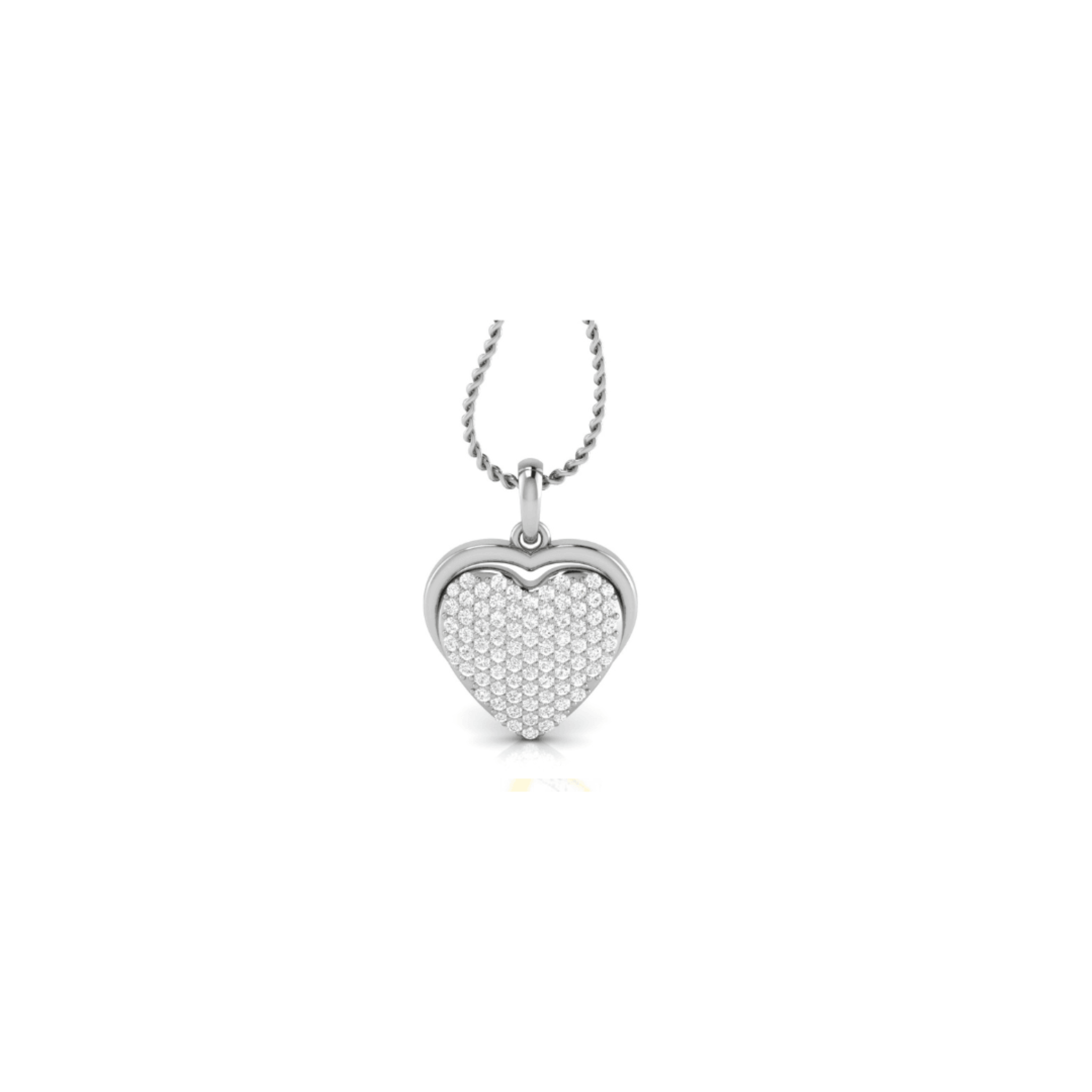 Silver Sparkling Adjustable Heart White Gold Pendant For Women