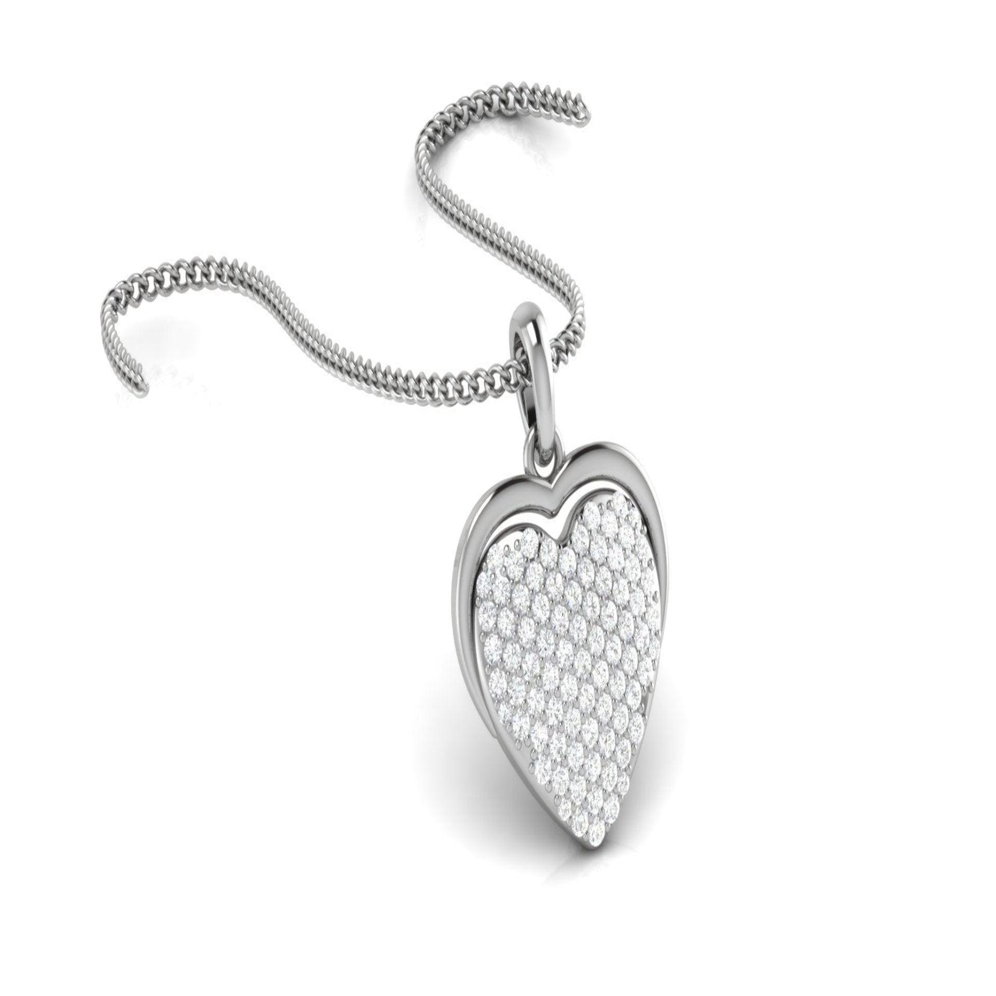 Silver Sparkling Adjustable Heart White Gold Pendant For Women