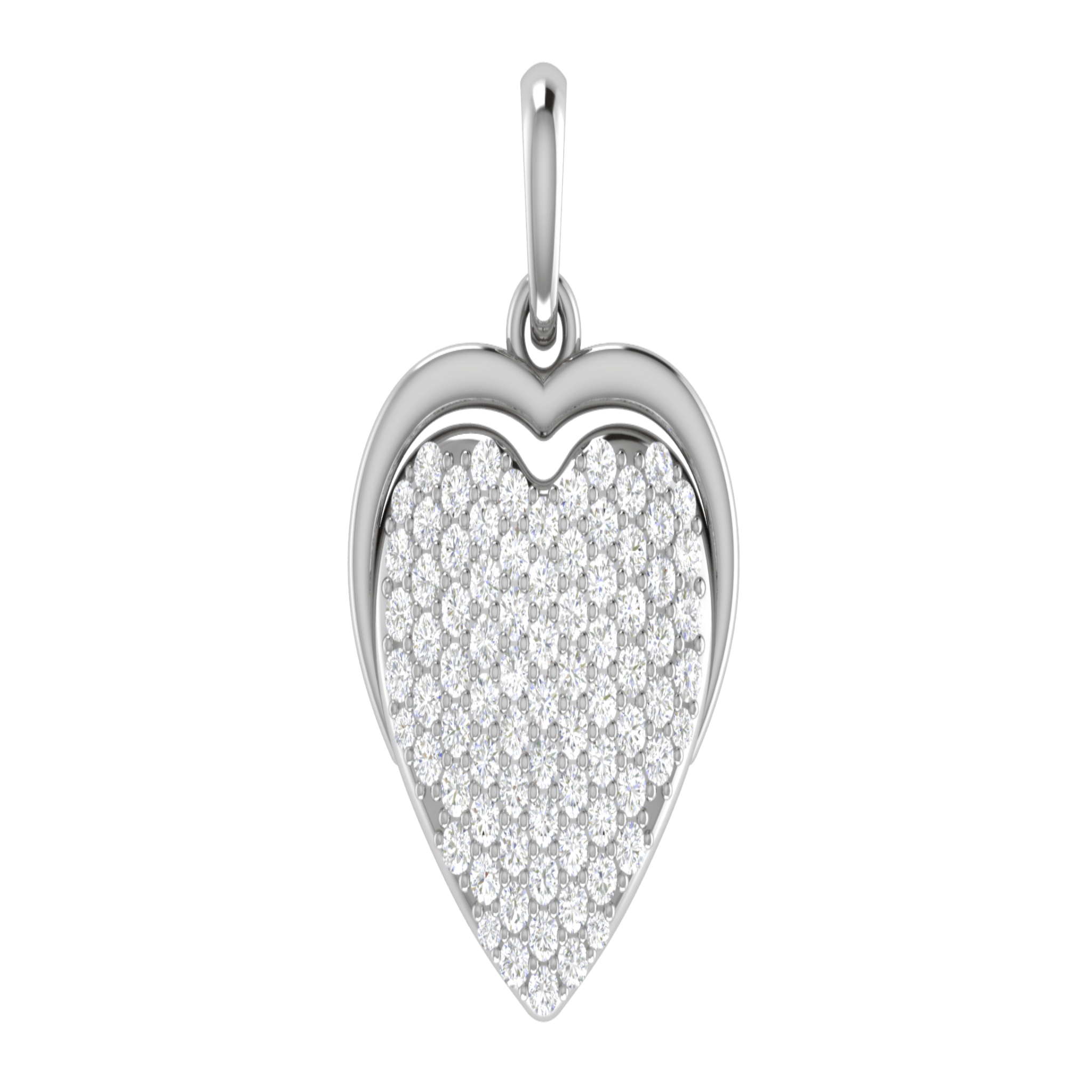 Silver Sparkling Adjustable Heart White Gold Pendant For Women