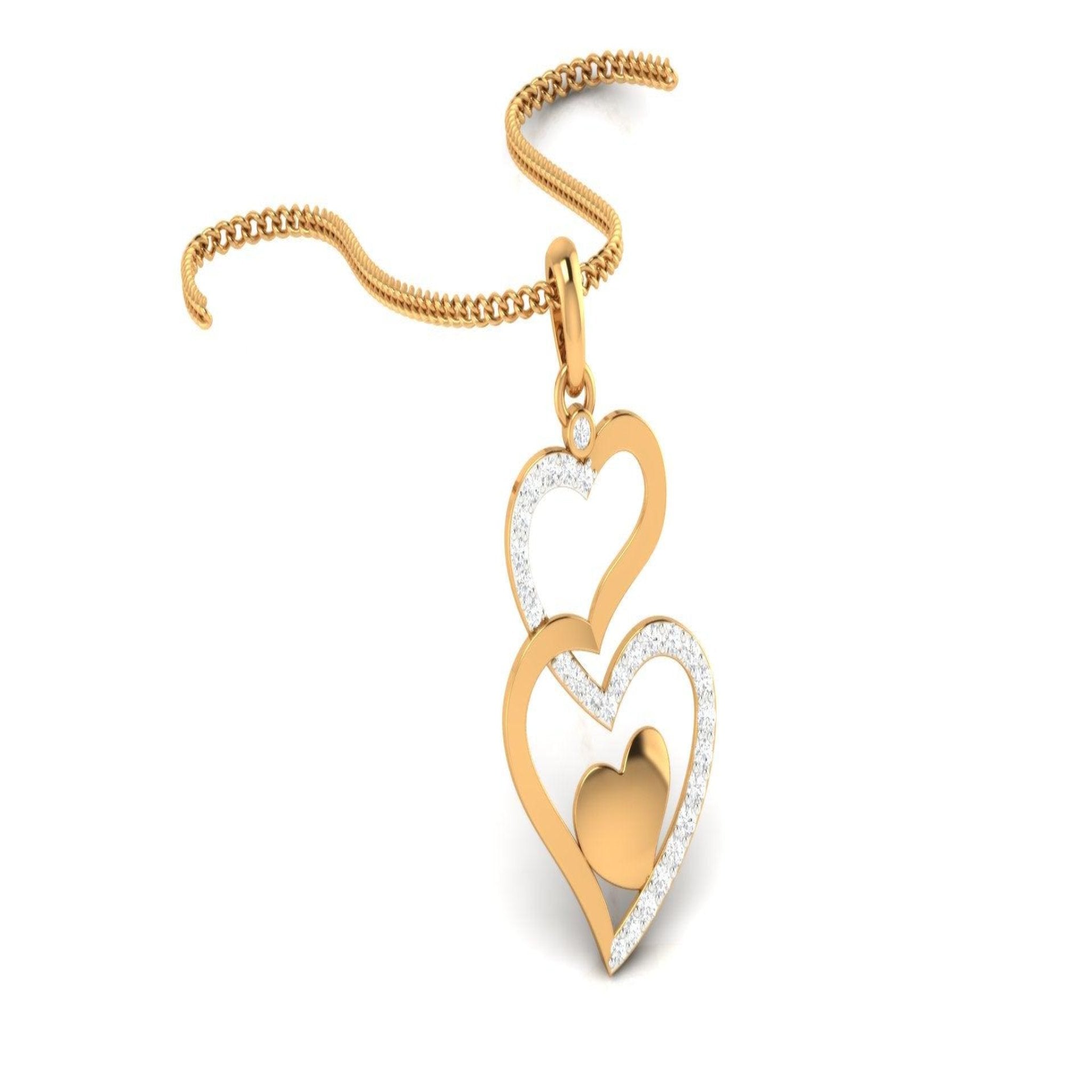 Silver Elegant Adjustable Heart Layer Yellow Gold Pendant For Women