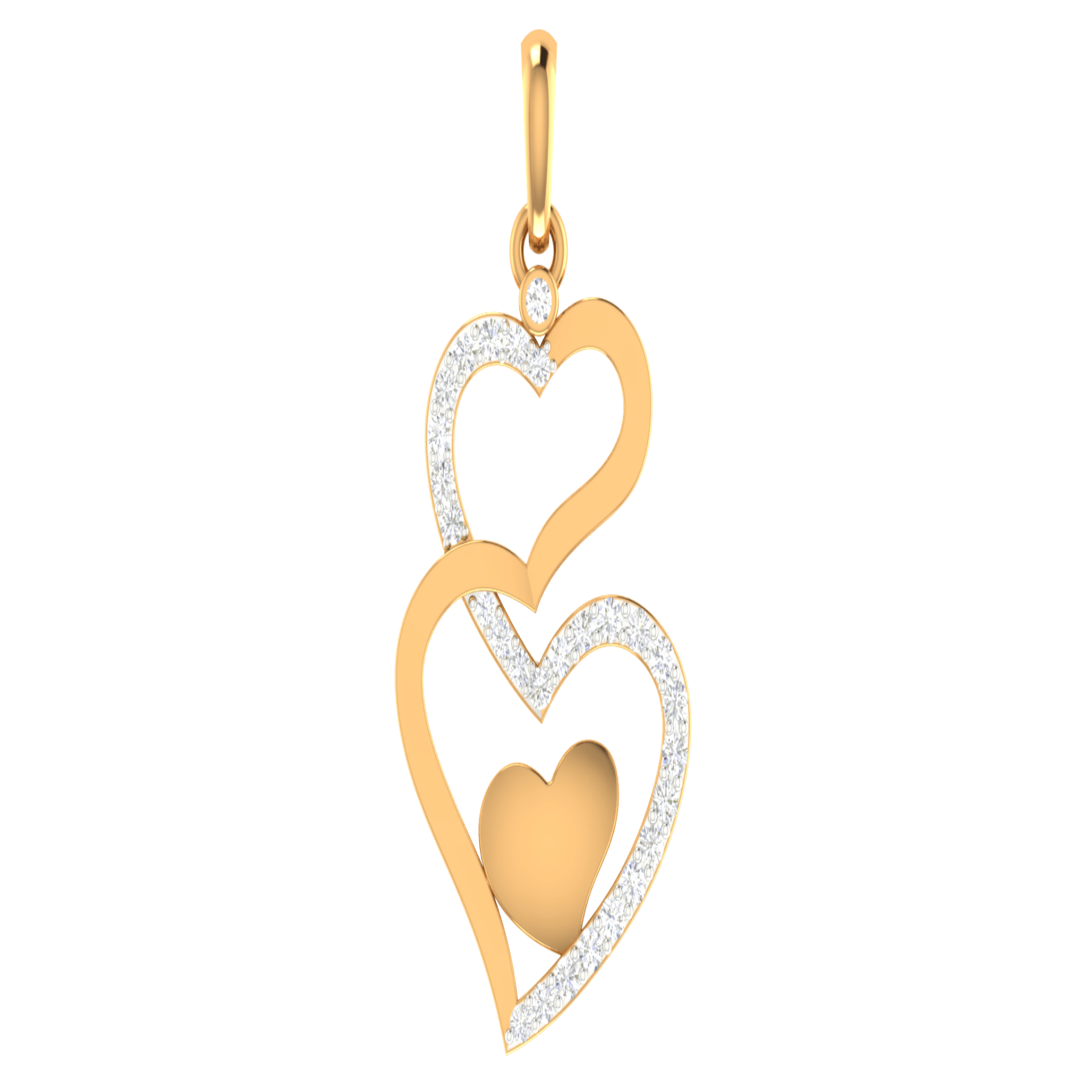 Silver Elegant Adjustable Heart Layer Yellow Gold Pendant For Women