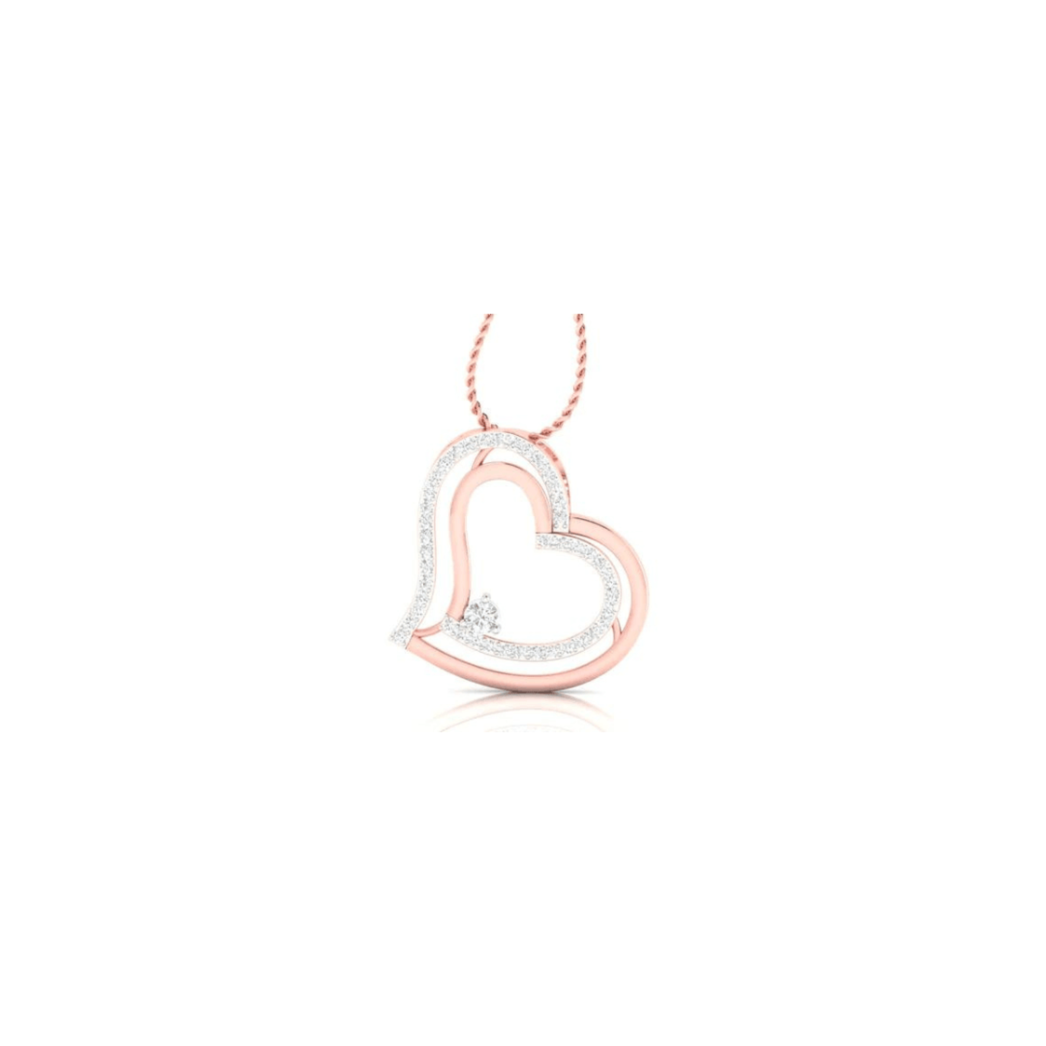 Silver Lustrous Adjustable Twin Heart Rose Gold Pendant For Women