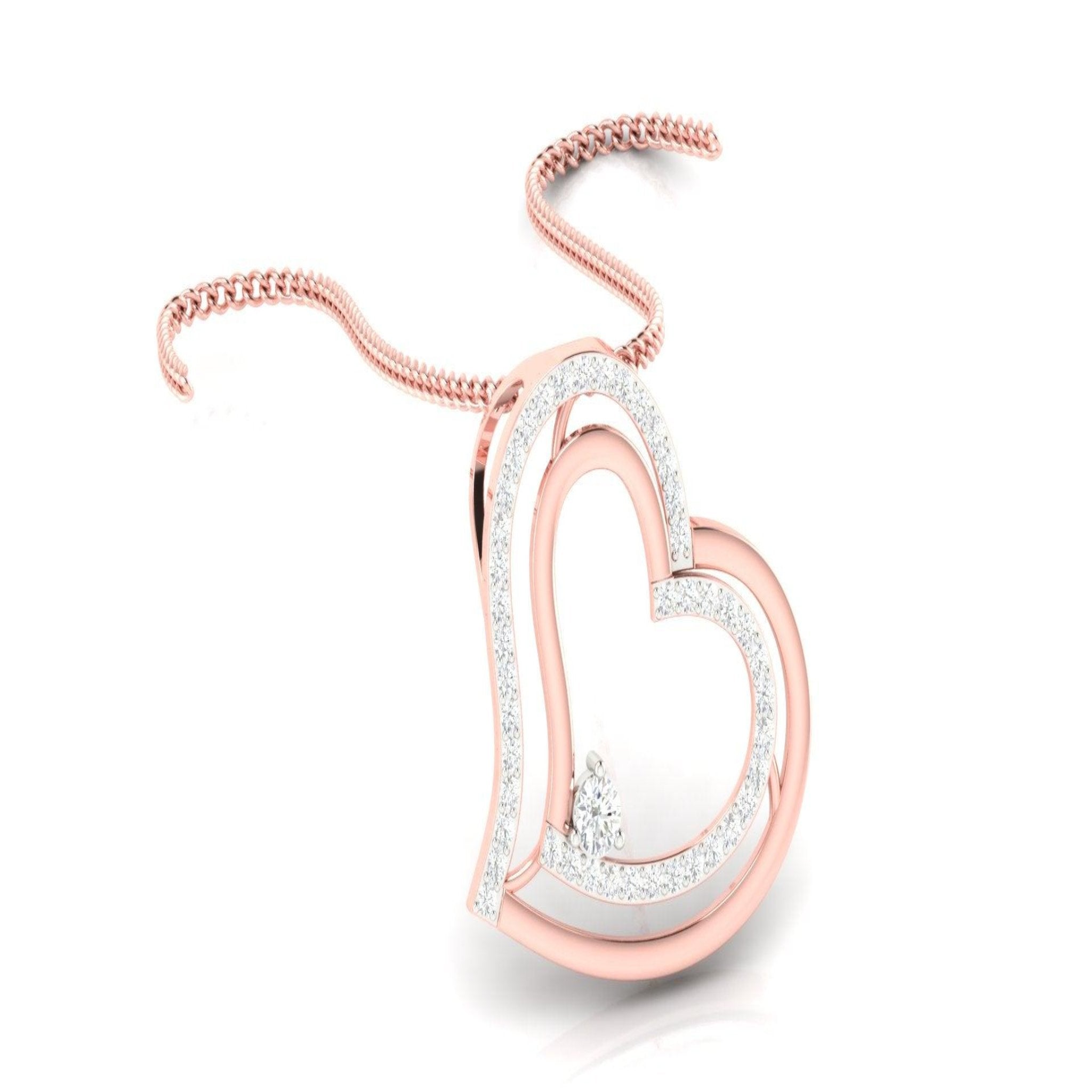 Silver Lustrous Adjustable Twin Heart Rose Gold Pendant For Women