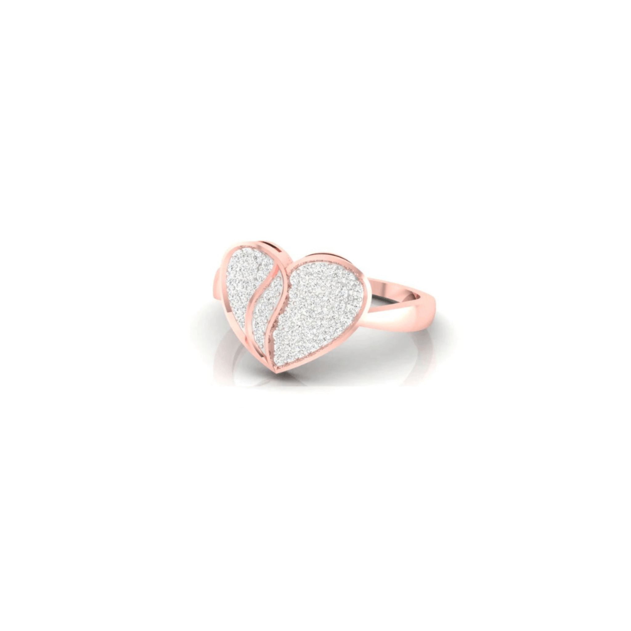 Heart-Inspired Rose Gold Silver Adjustable Elegant Ring For Women