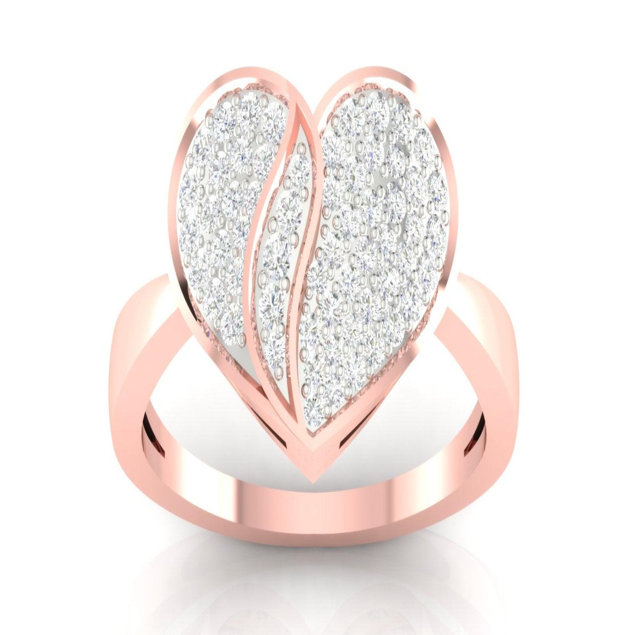 Heart-Inspired Rose Gold Silver Adjustable Elegant Ring For Women