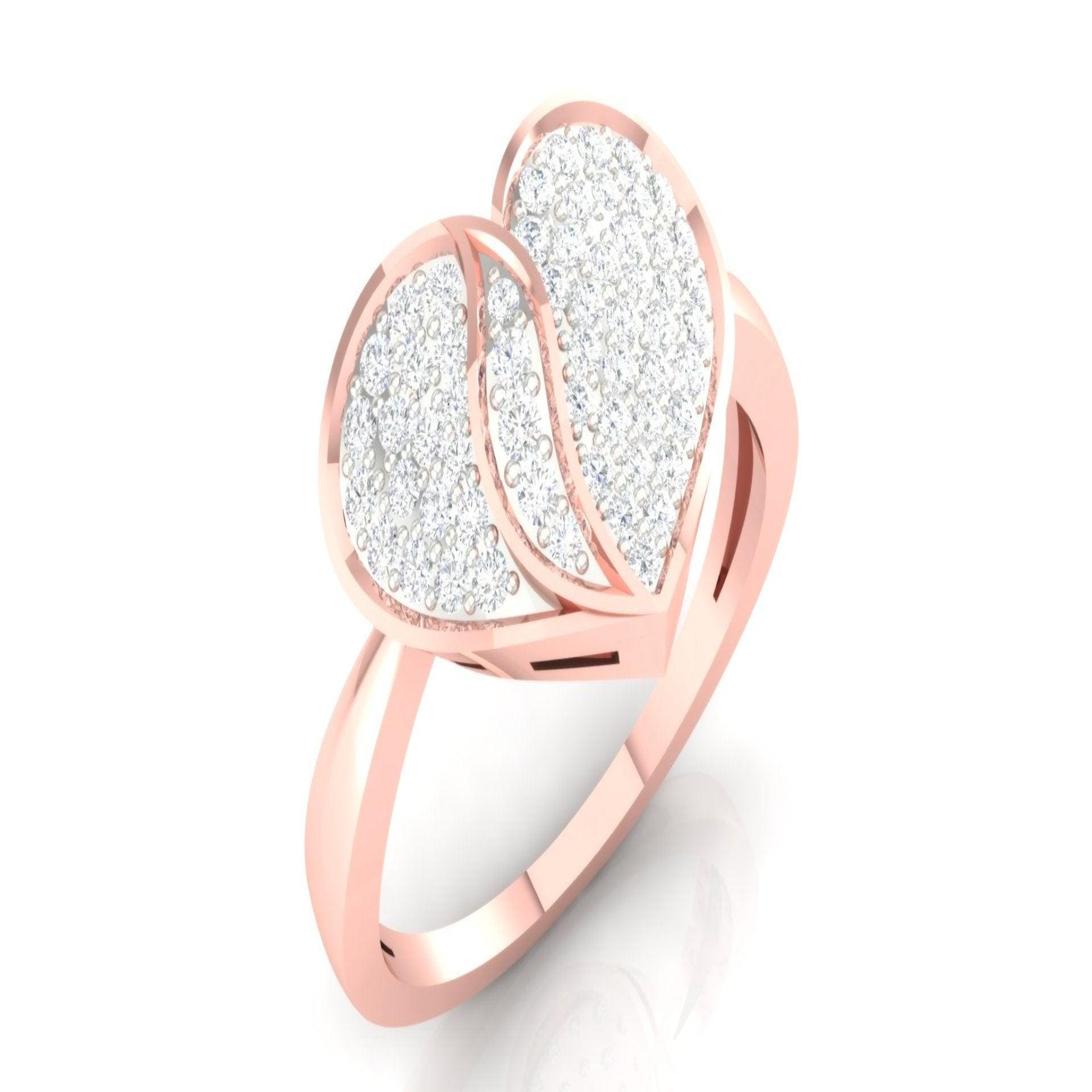 Heart-Inspired Rose Gold Silver Adjustable Elegant Ring For Women