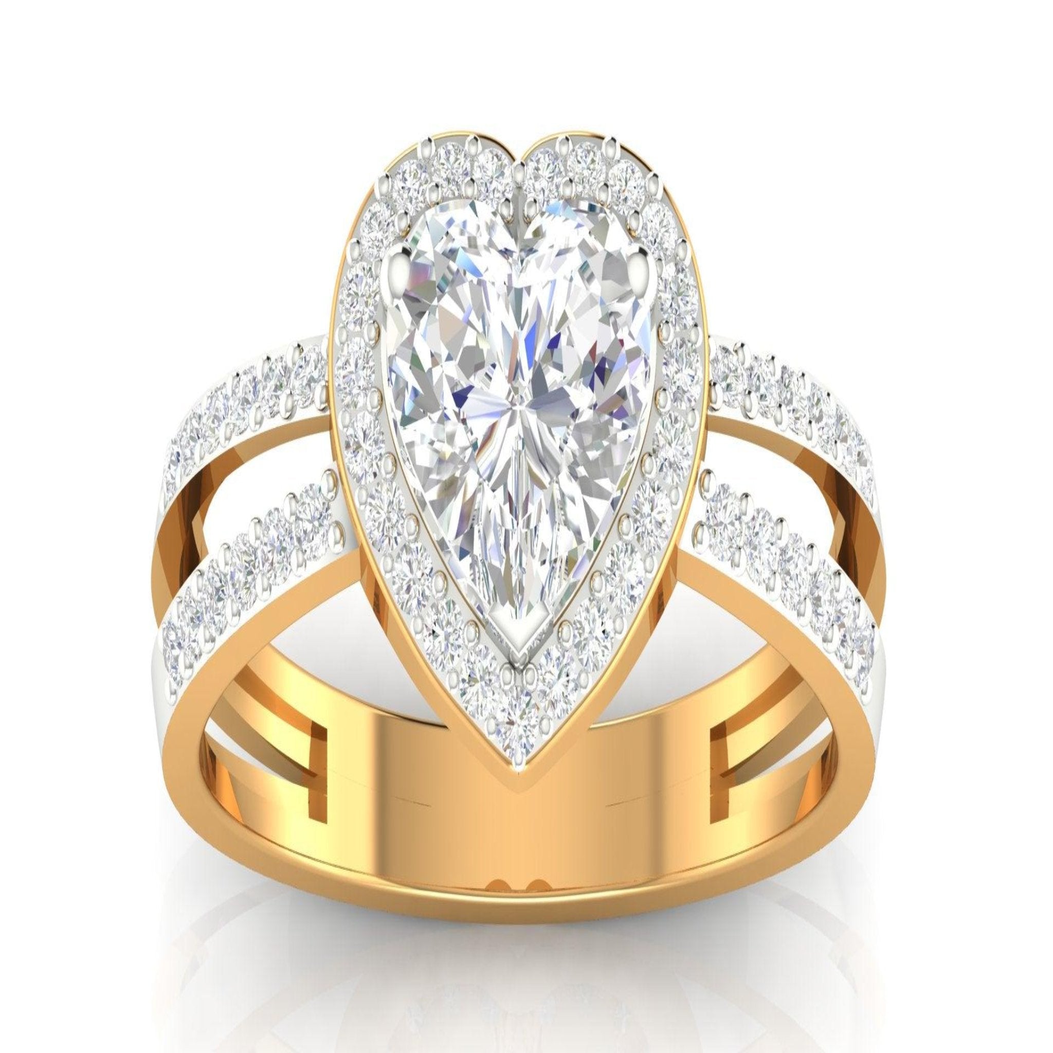 Timeless Heart Yellow Gold Silver Adjustable Sparkling Ring For Women