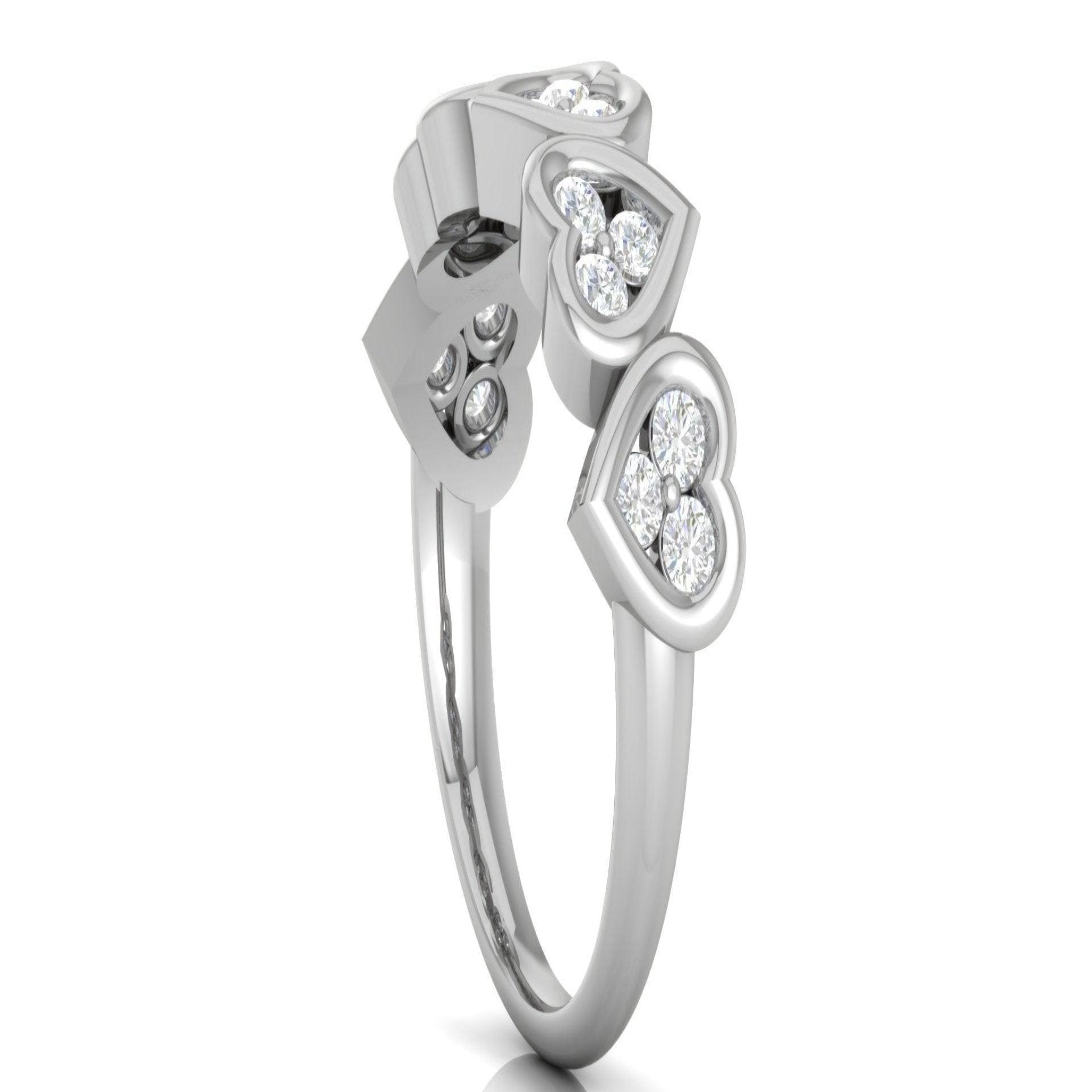 Multi-Heart White Gold Silver Adjustable Elegant Ring For Women