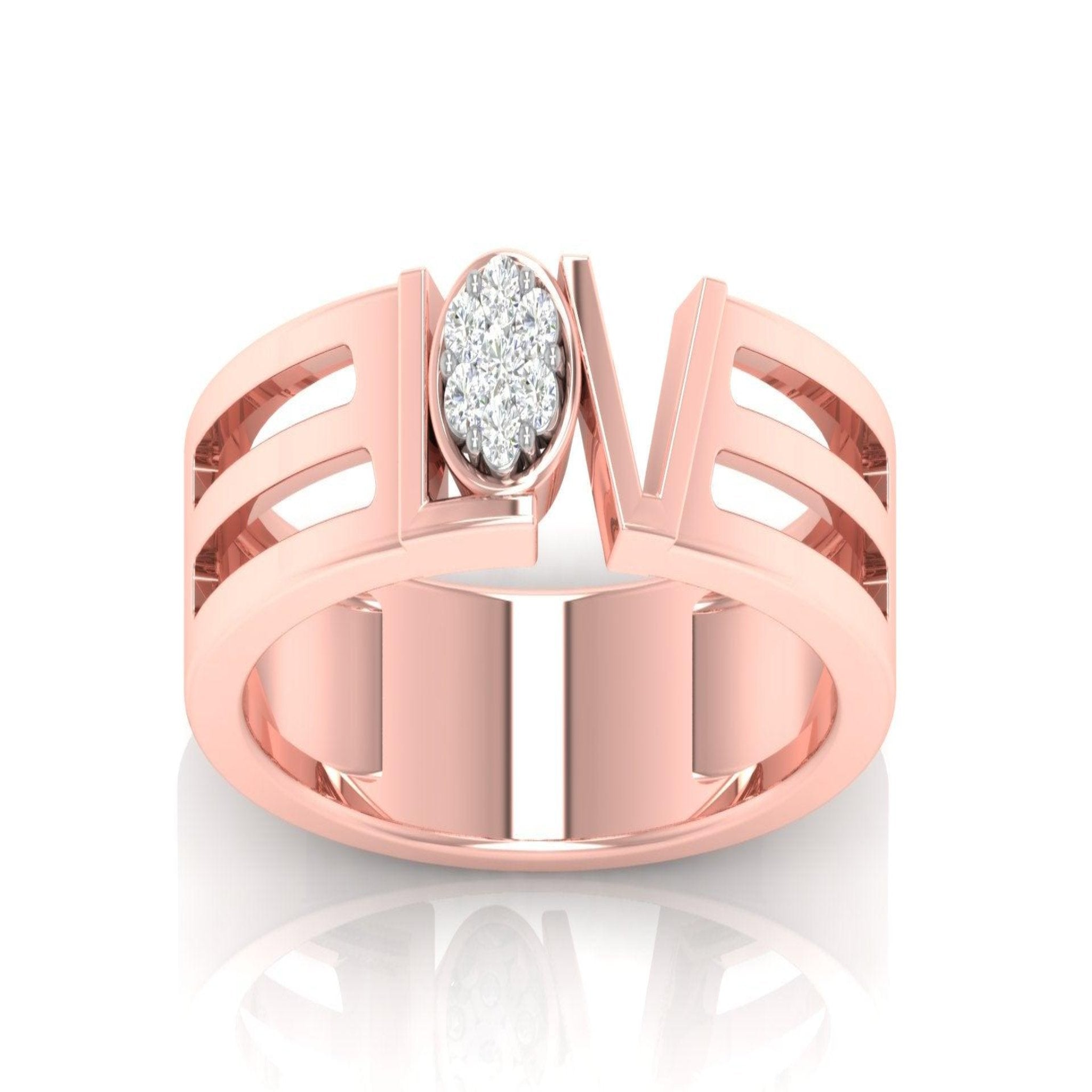 Love Script Rose Gold Silver Adjustable Eternal Band For Couple