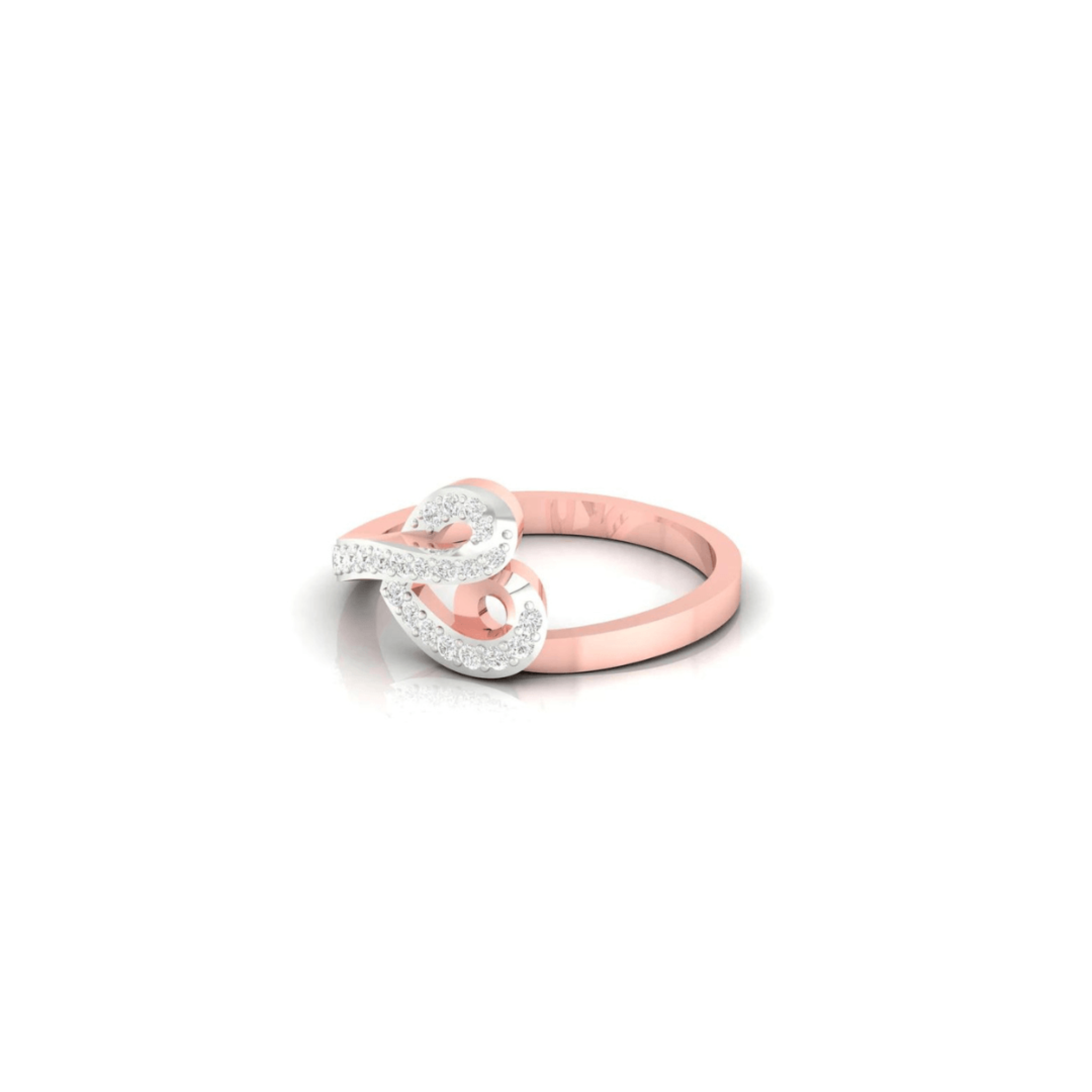 Abstract Heart Rose Gold Silver Adjustable Sparkling Ring For Women