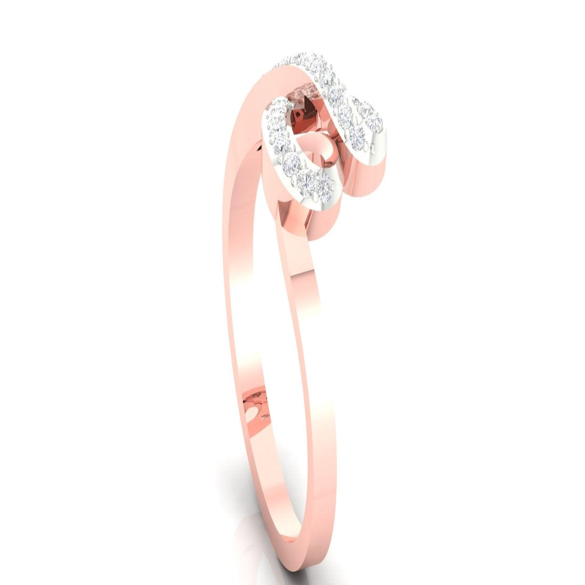 Abstract Heart Rose Gold Silver Adjustable Sparkling Ring For Women