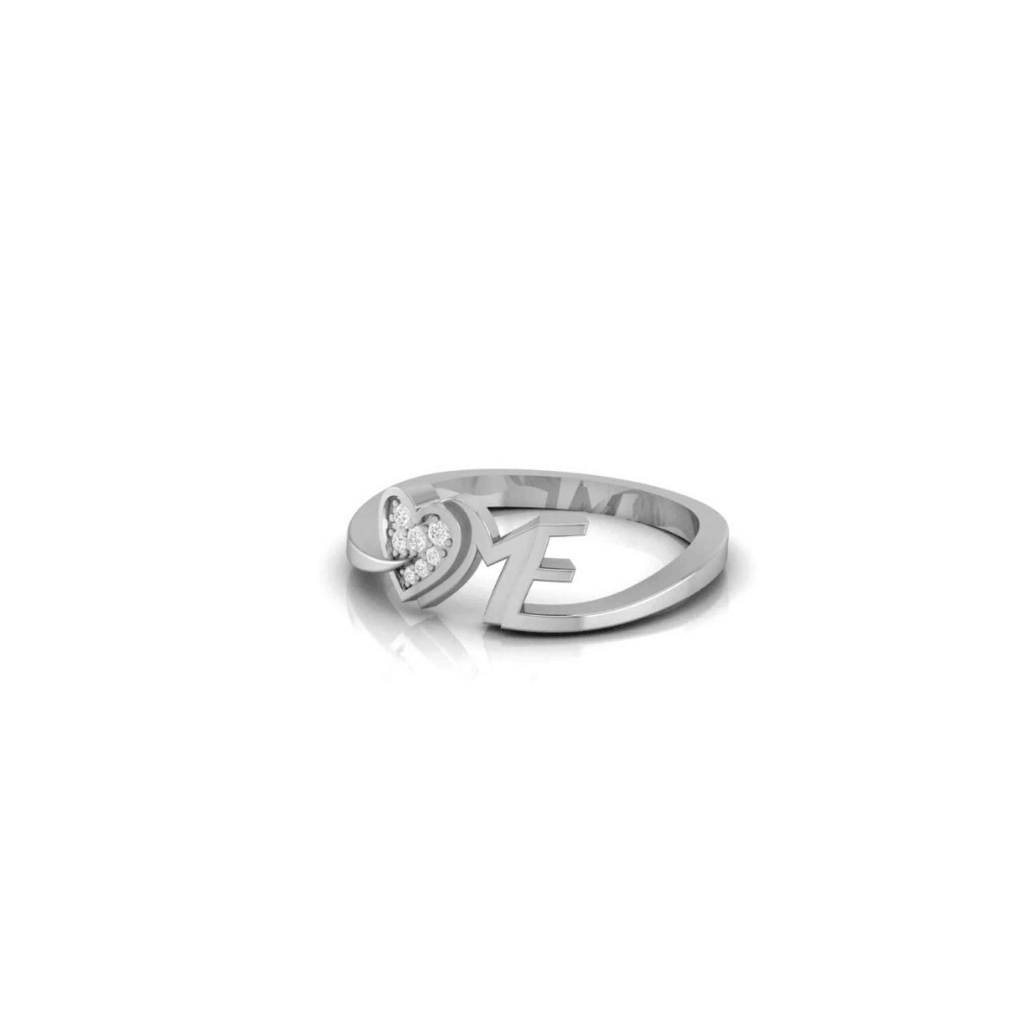 Adore Me Heart White Gold Silver Adjustable Sparkling Ring For Women