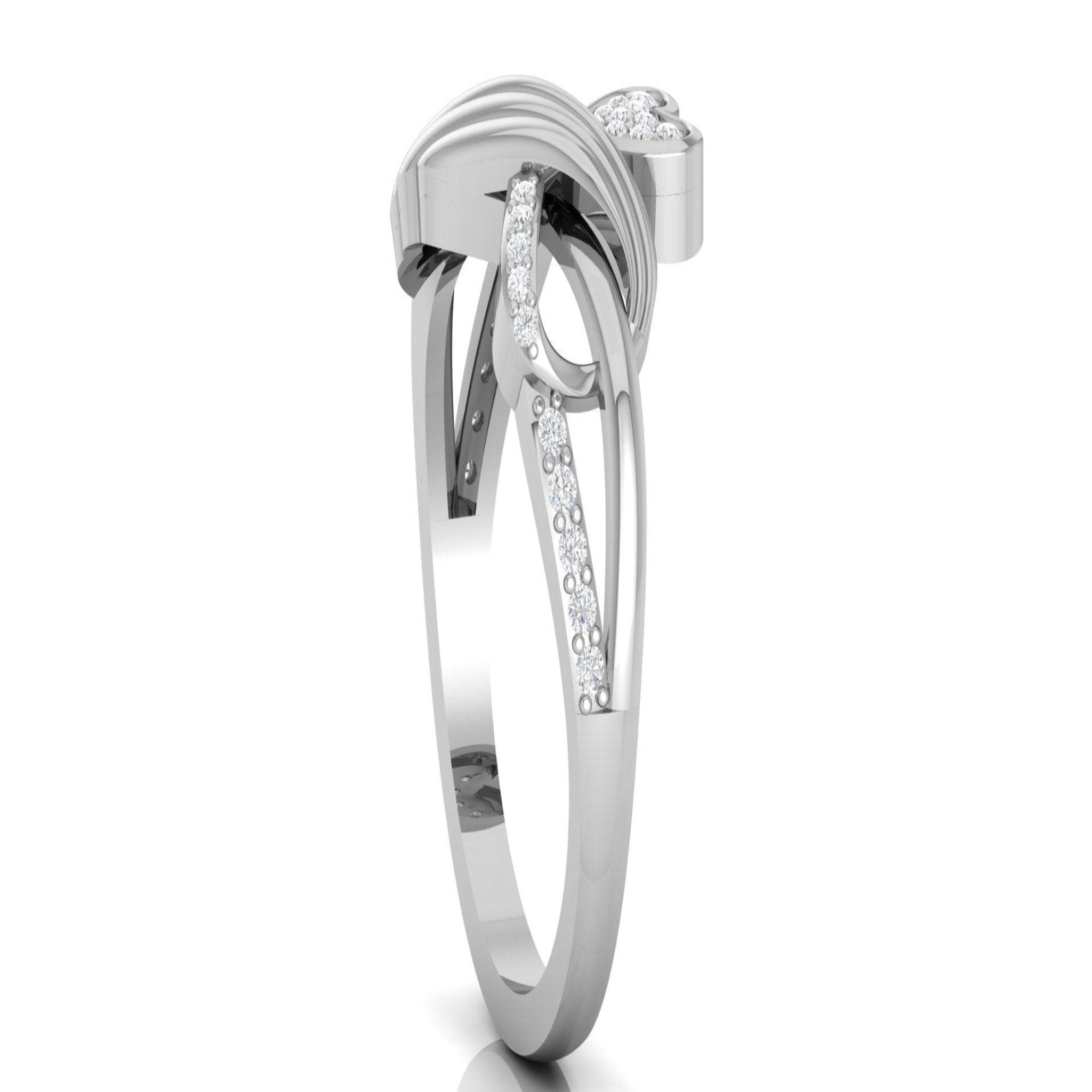 Eternity Heart White Gold Silver Adjustable Elegant Ring For Women