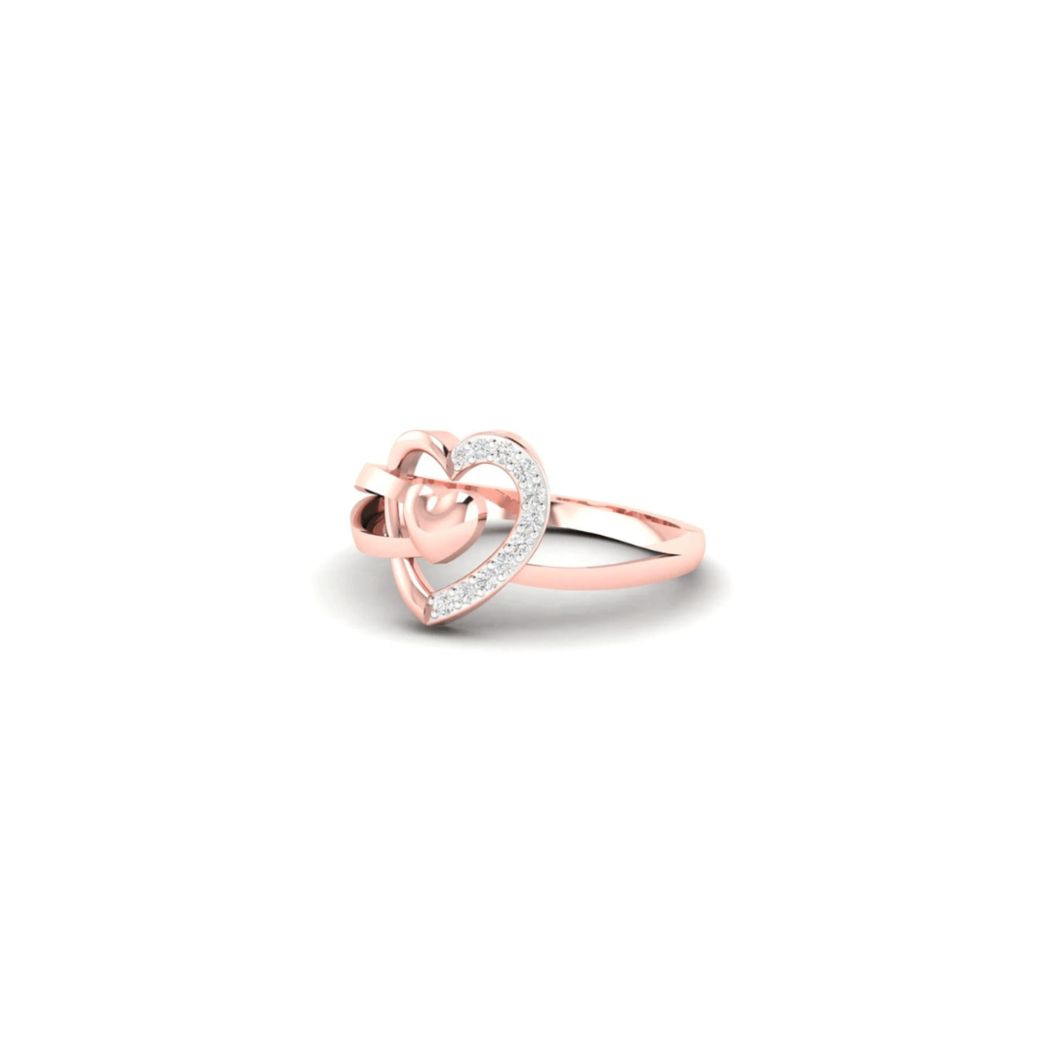 Overlapping Heart Rose Gold Silver Adjustable Stunning Ring For Women