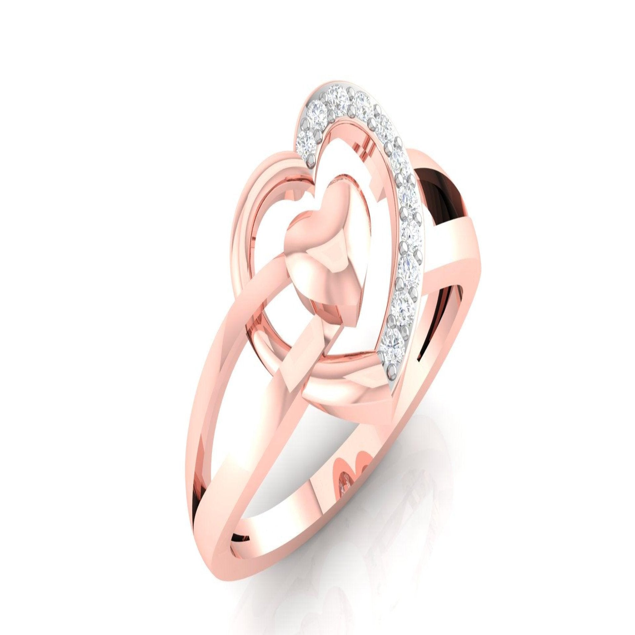 Overlapping Heart Rose Gold Silver Adjustable Stunning Ring For Women