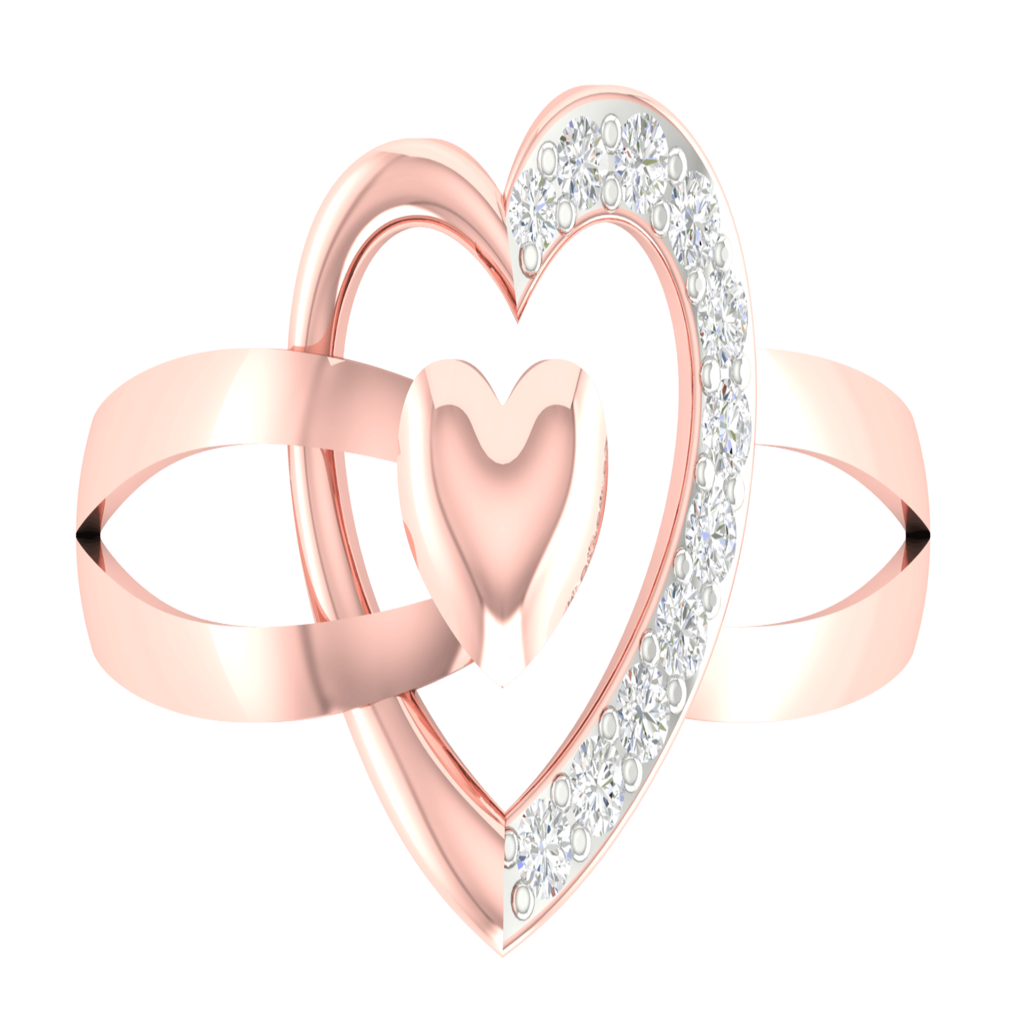 Overlapping Heart Rose Gold Silver Adjustable Stunning Ring For Women